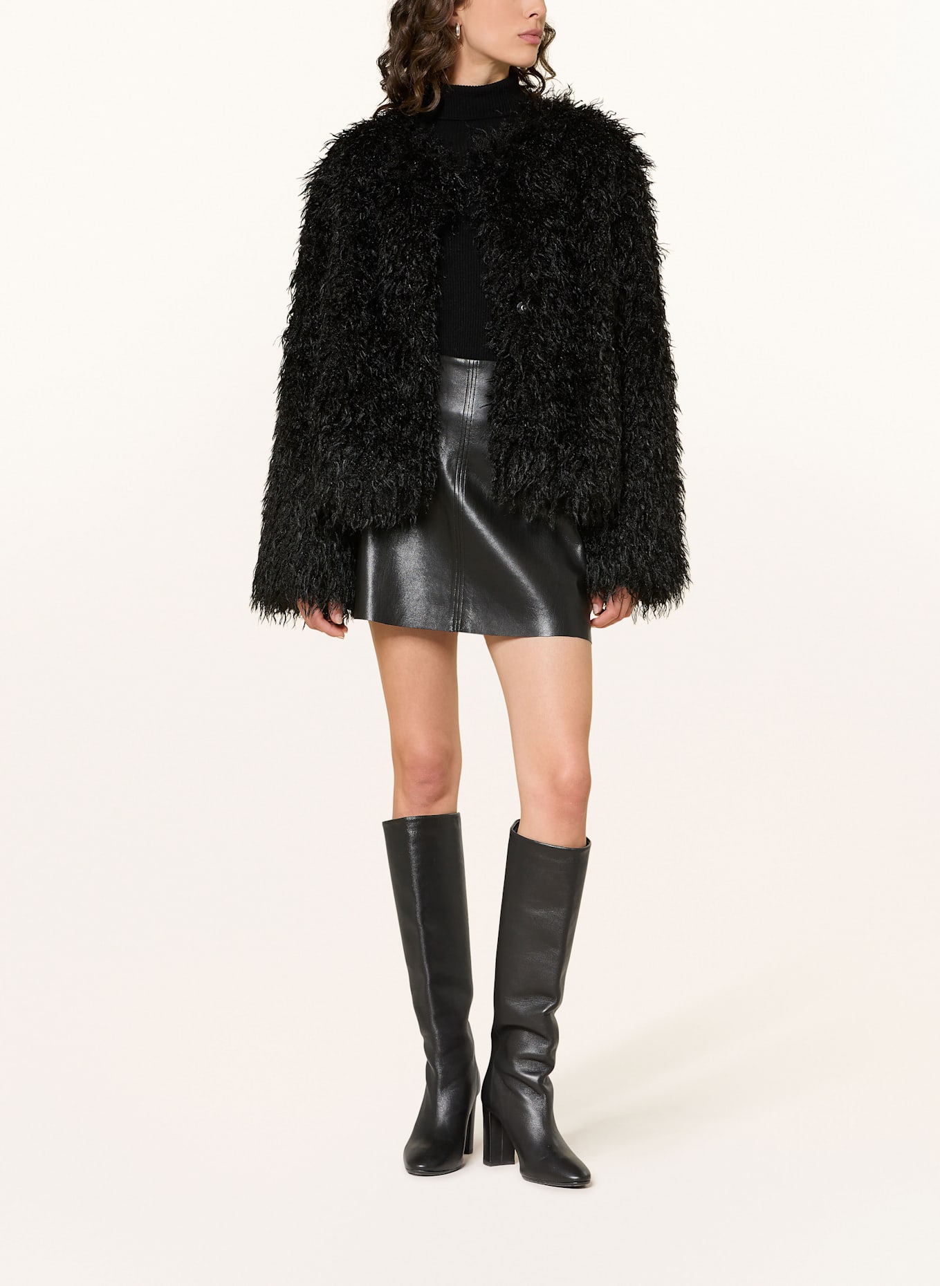 MRS & HUGS faux fur jacket: BLACK