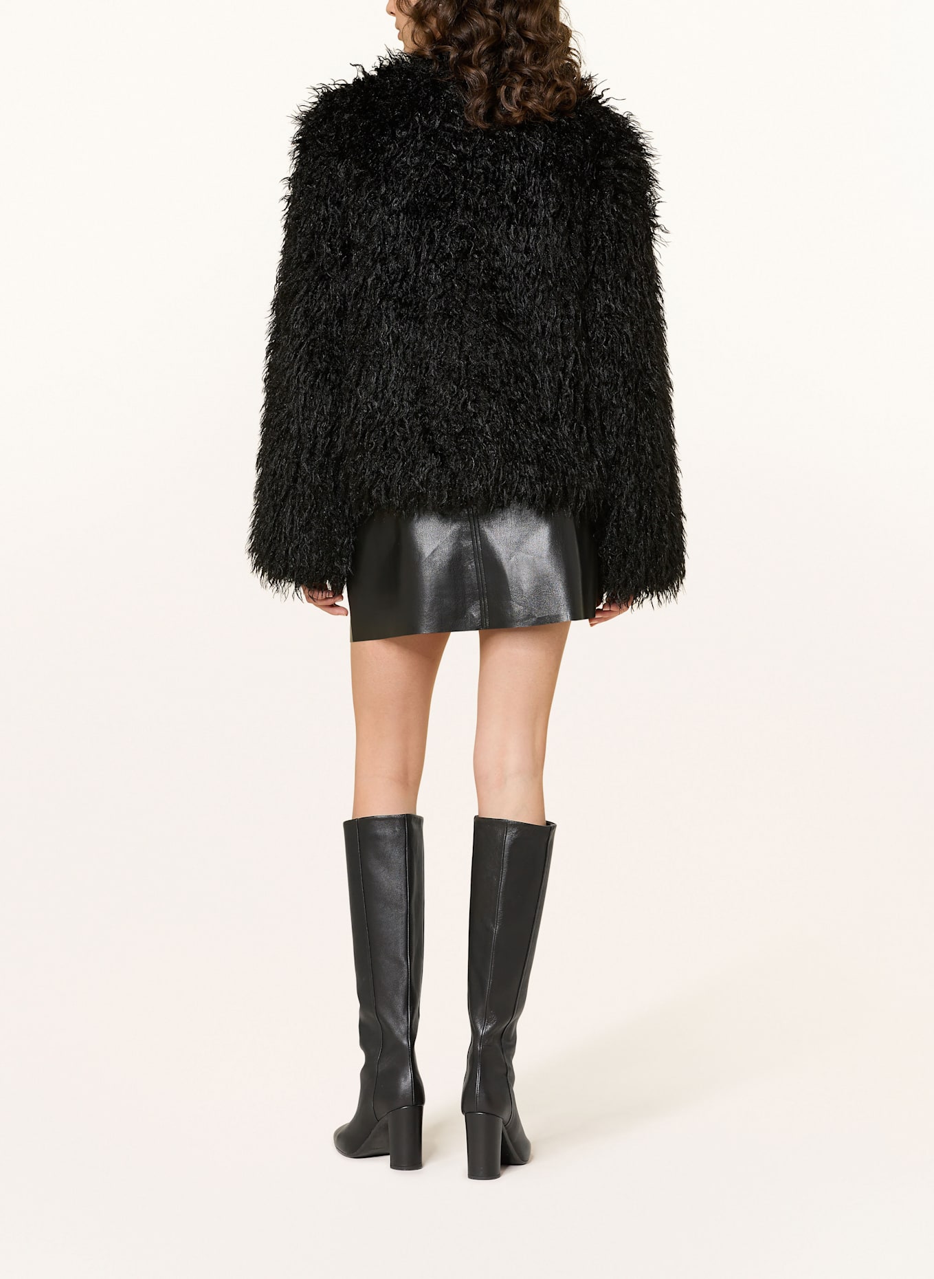 MRS & HUGS faux fur jacket: BLACK