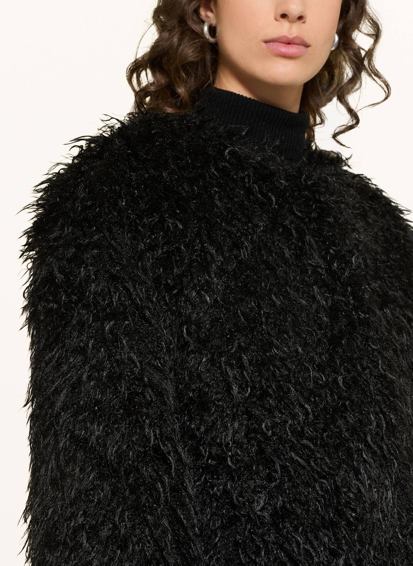MRS & HUGS faux fur jacket: BLACK