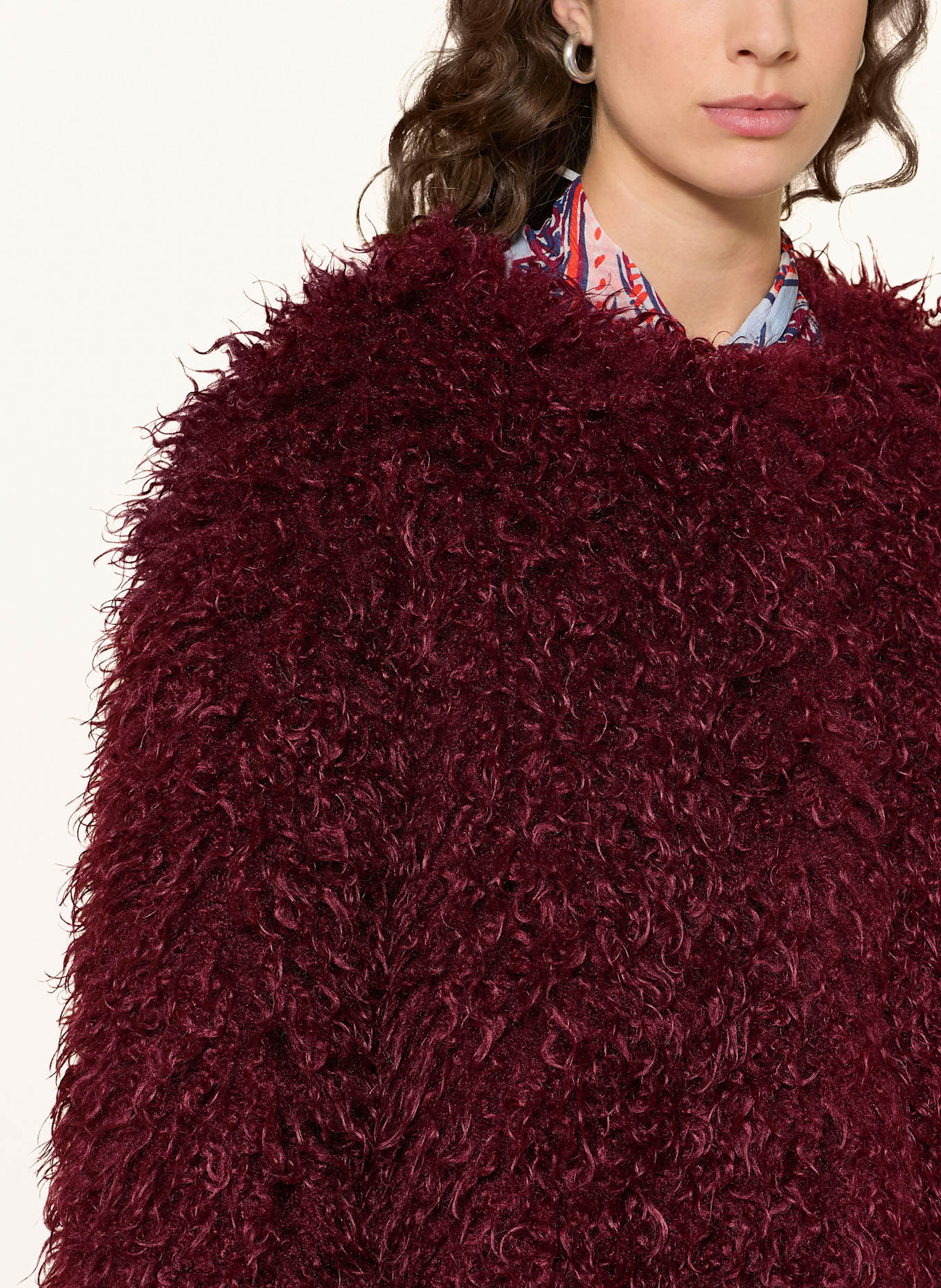 MRS & HUGS faux fur jacket: DARK RED
