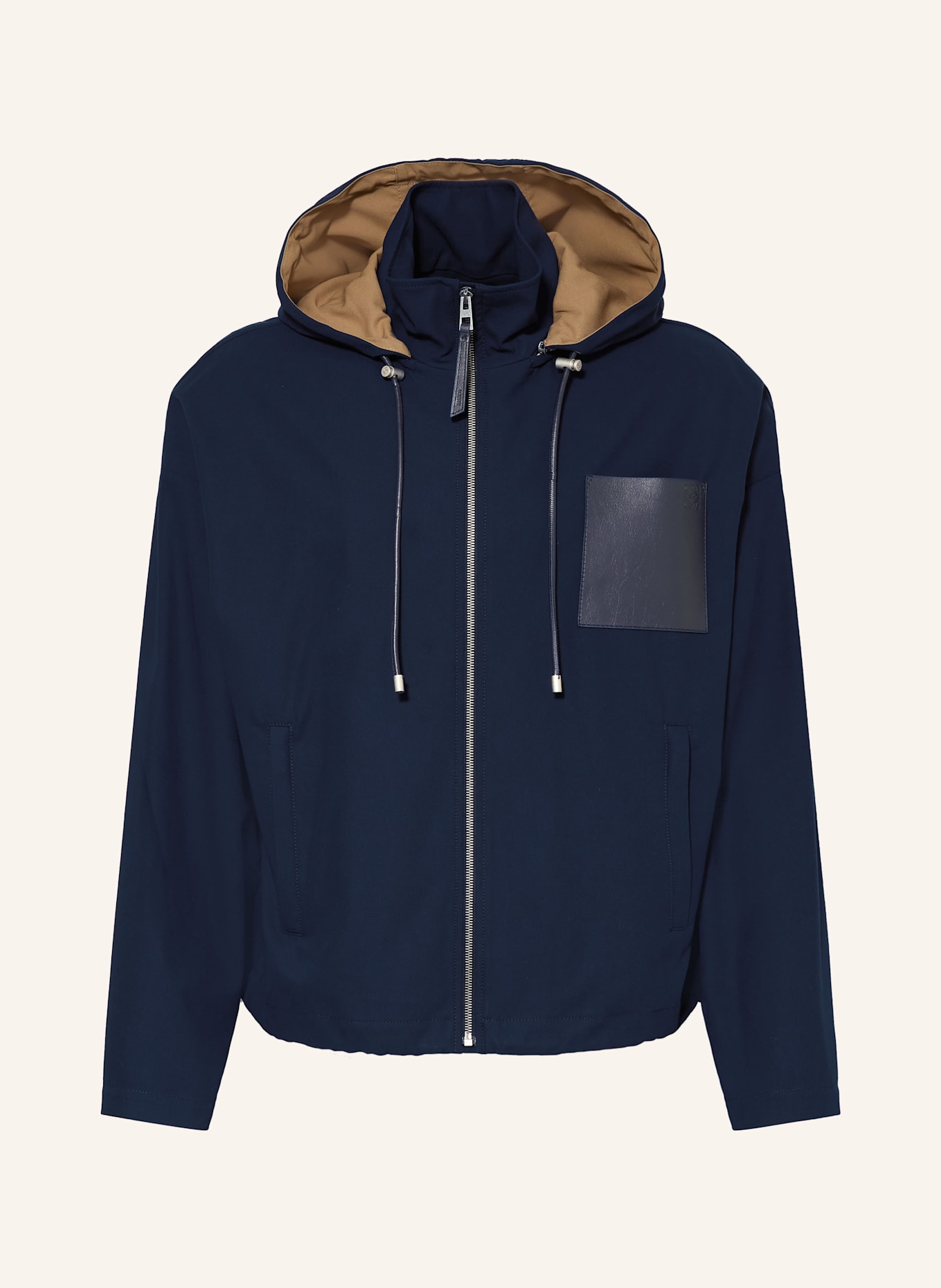 LOEWE Jacke mit abnehmbarer Kapuze: DUNKELBLAU / BEIGE