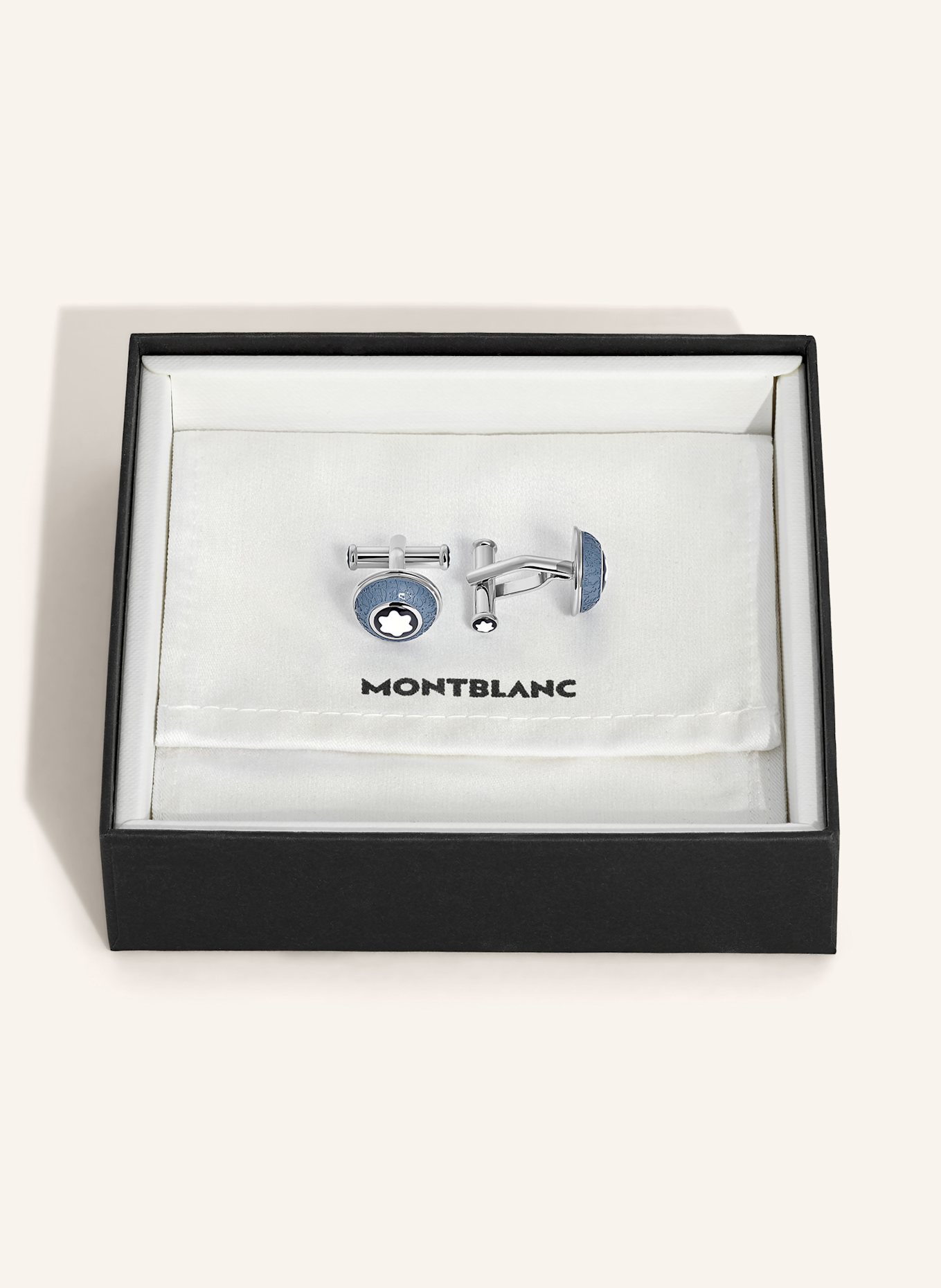 MONTBLANC Manschettenknöpfe HOMAGE TO WOLFGANG GOETHE: SILBER / BLAUGRAU