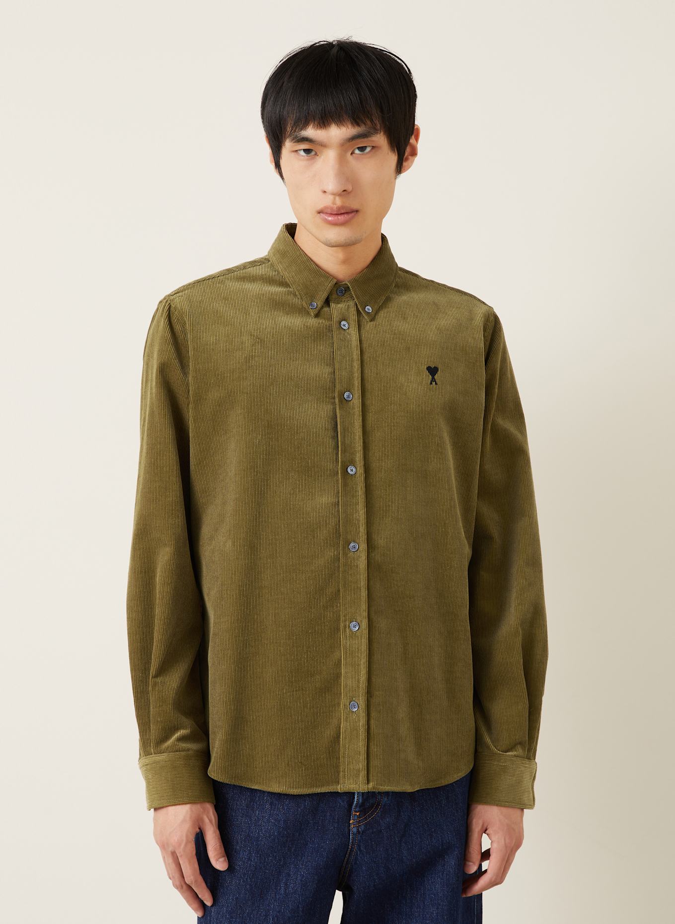 AMI PARIS Koszula sztruksowa ADC slim fit: BRĄZOWY