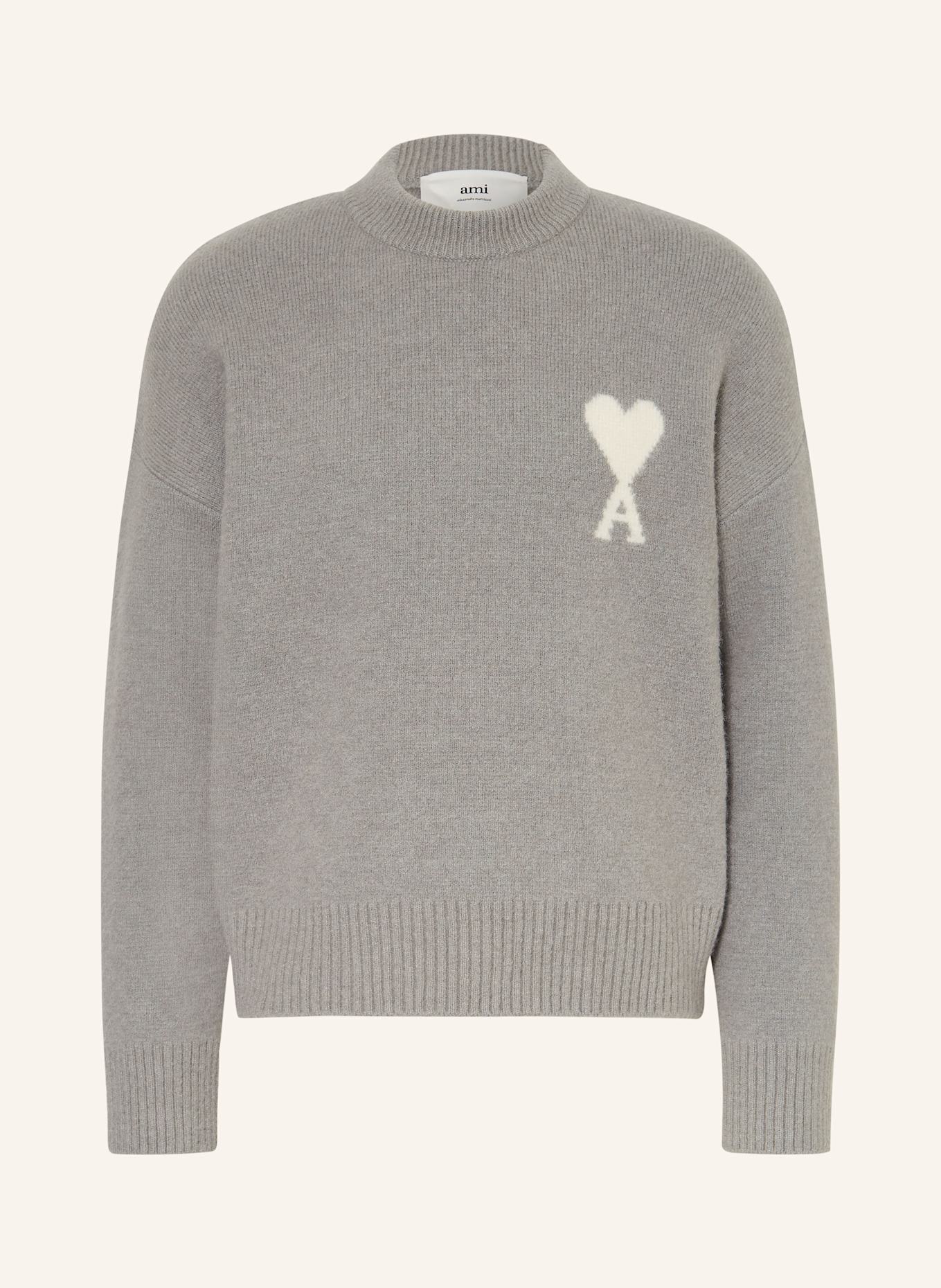 AMI PARIS Pullover mit Alpaka: GRAU / ECRU