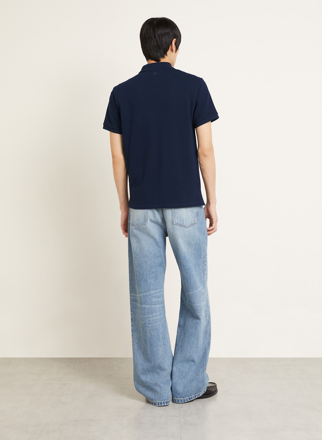 AMI PARIS Piqué-Poloshirt Regular Fit: DUNKELBLAU