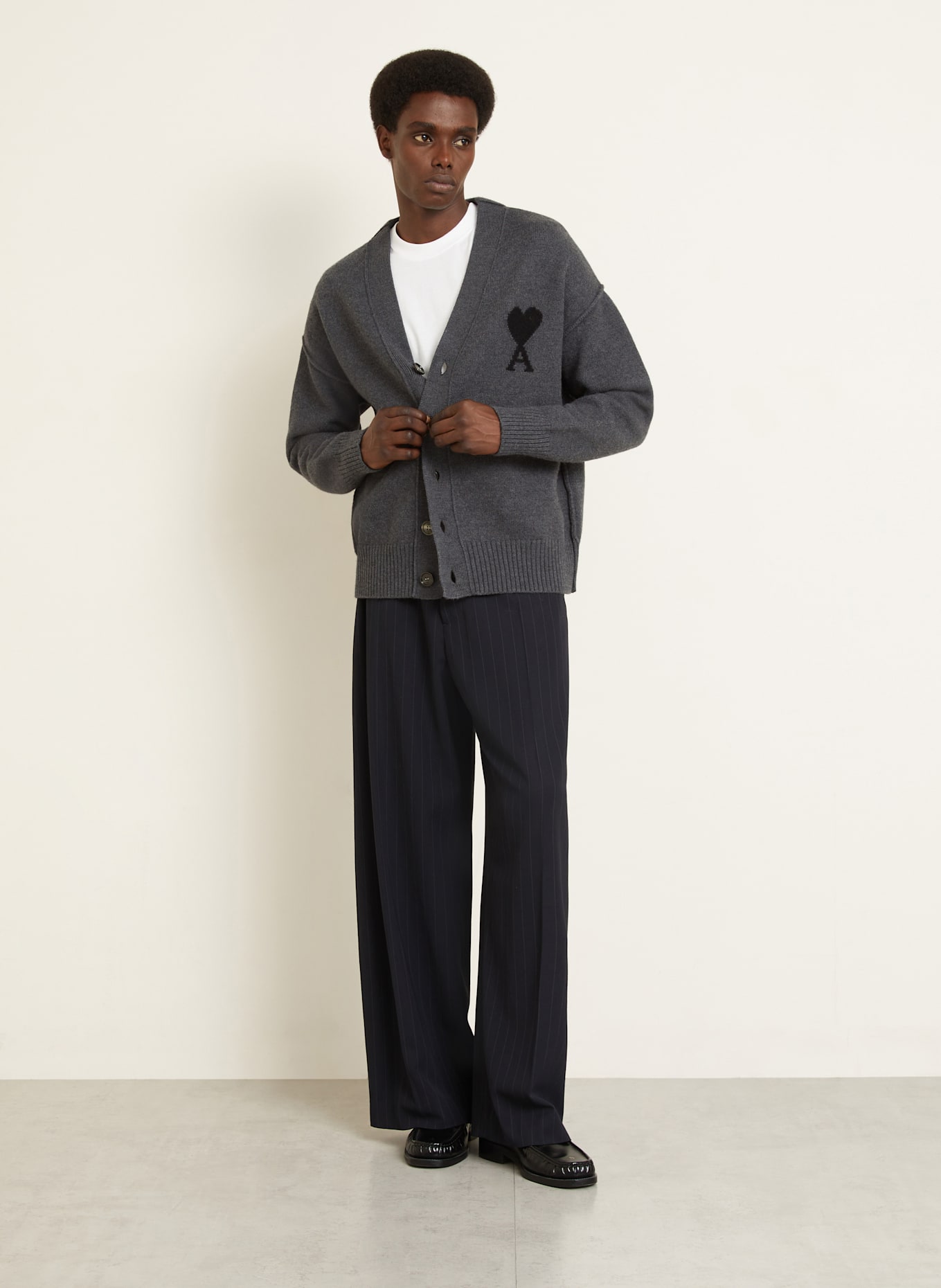 AMI PARIS Cardigan: DARK GRAY