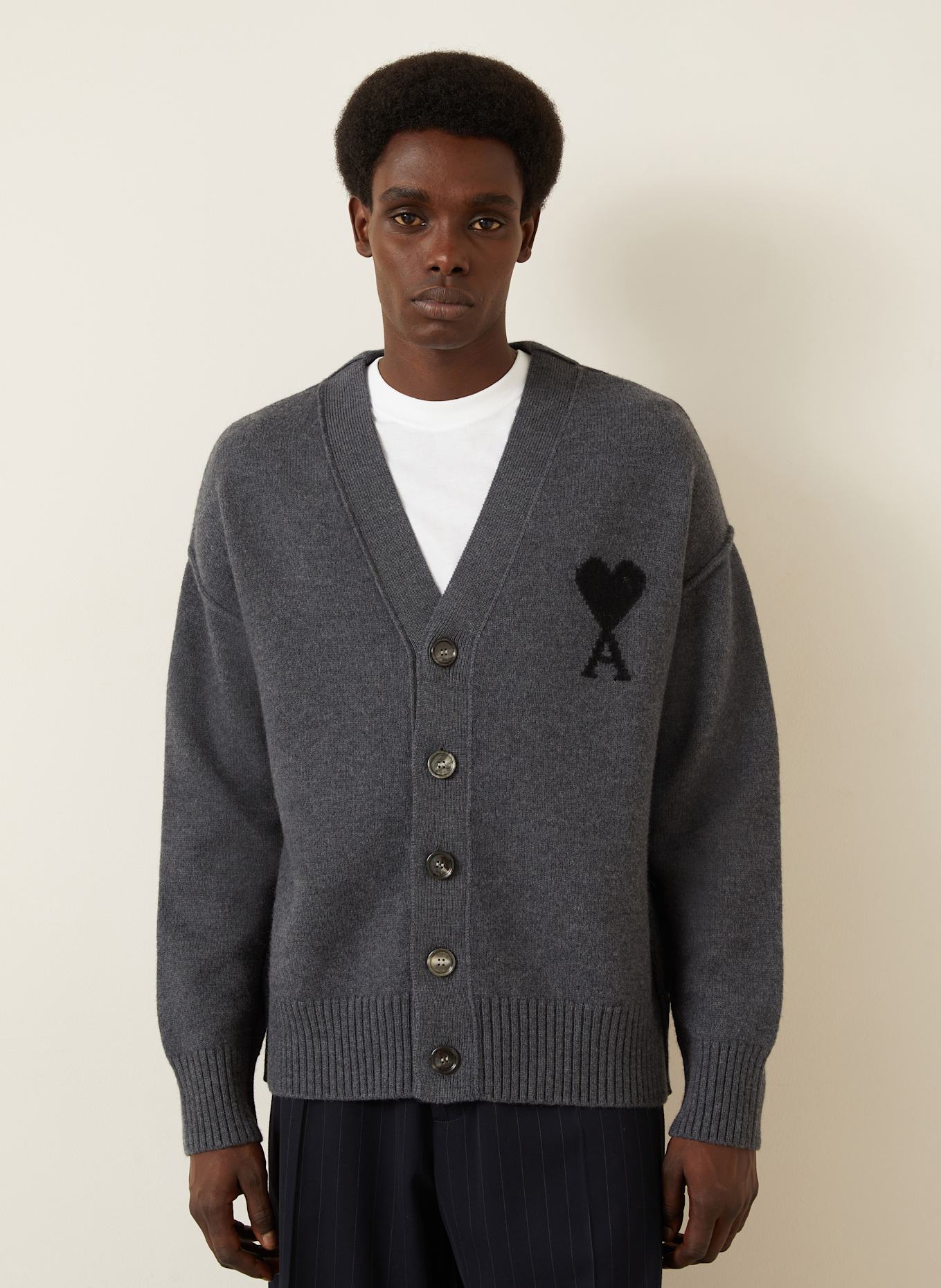 AMI PARIS Cardigan: DARK GRAY