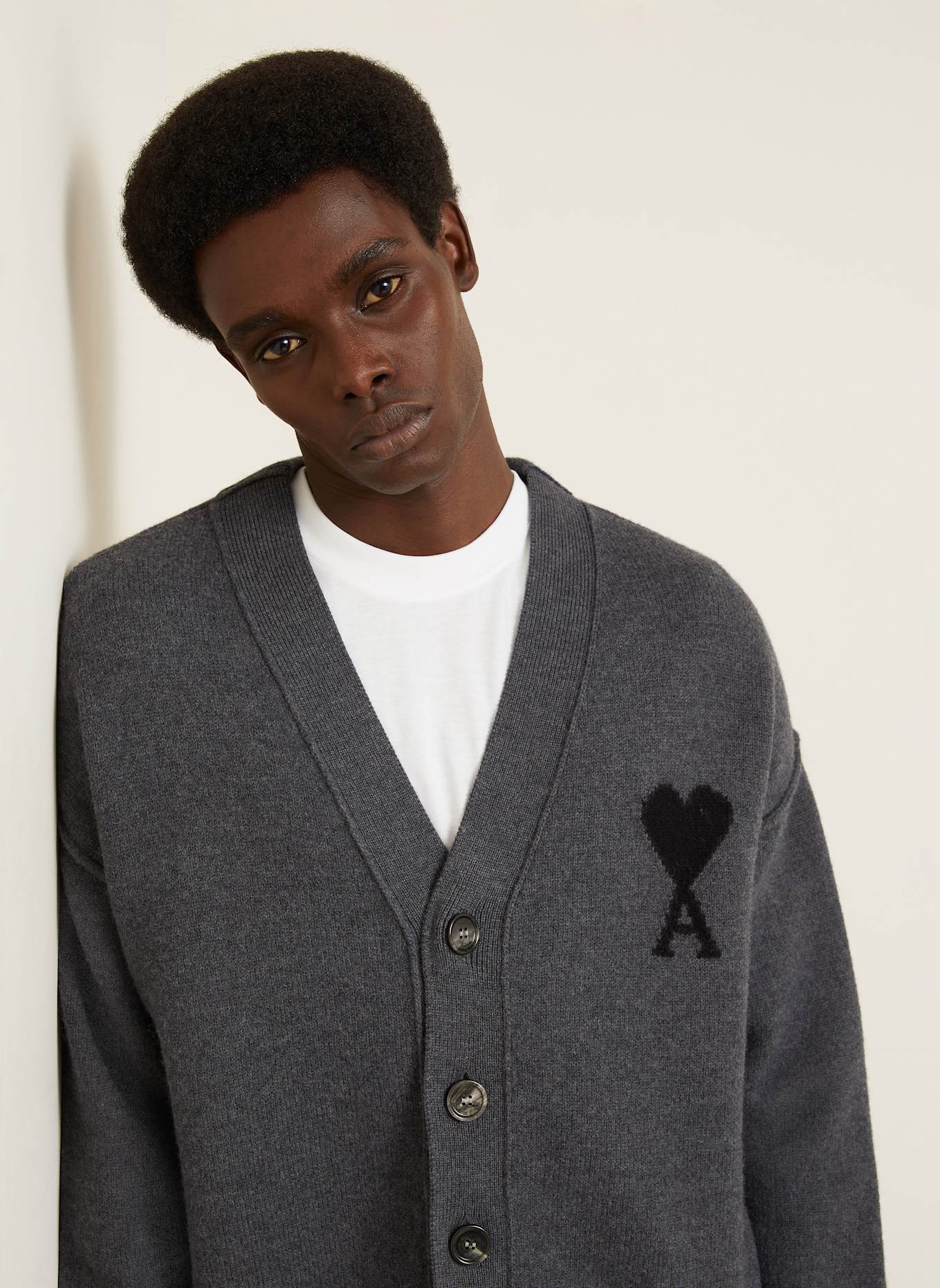 AMI PARIS Cardigan: DARK GRAY