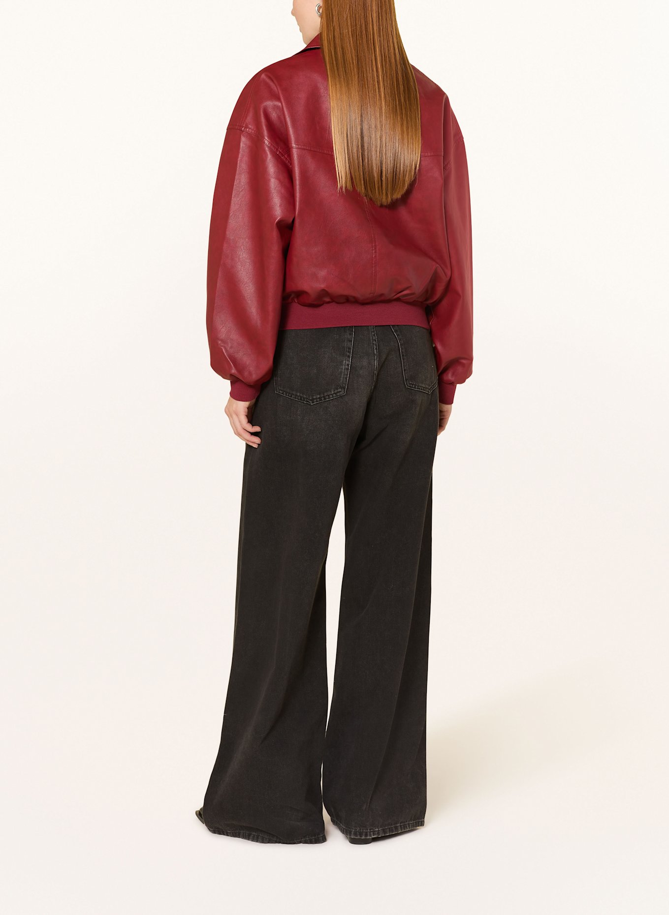NEO NOIR Veste en cuir CHANDRA: ROUGE FONCÉ