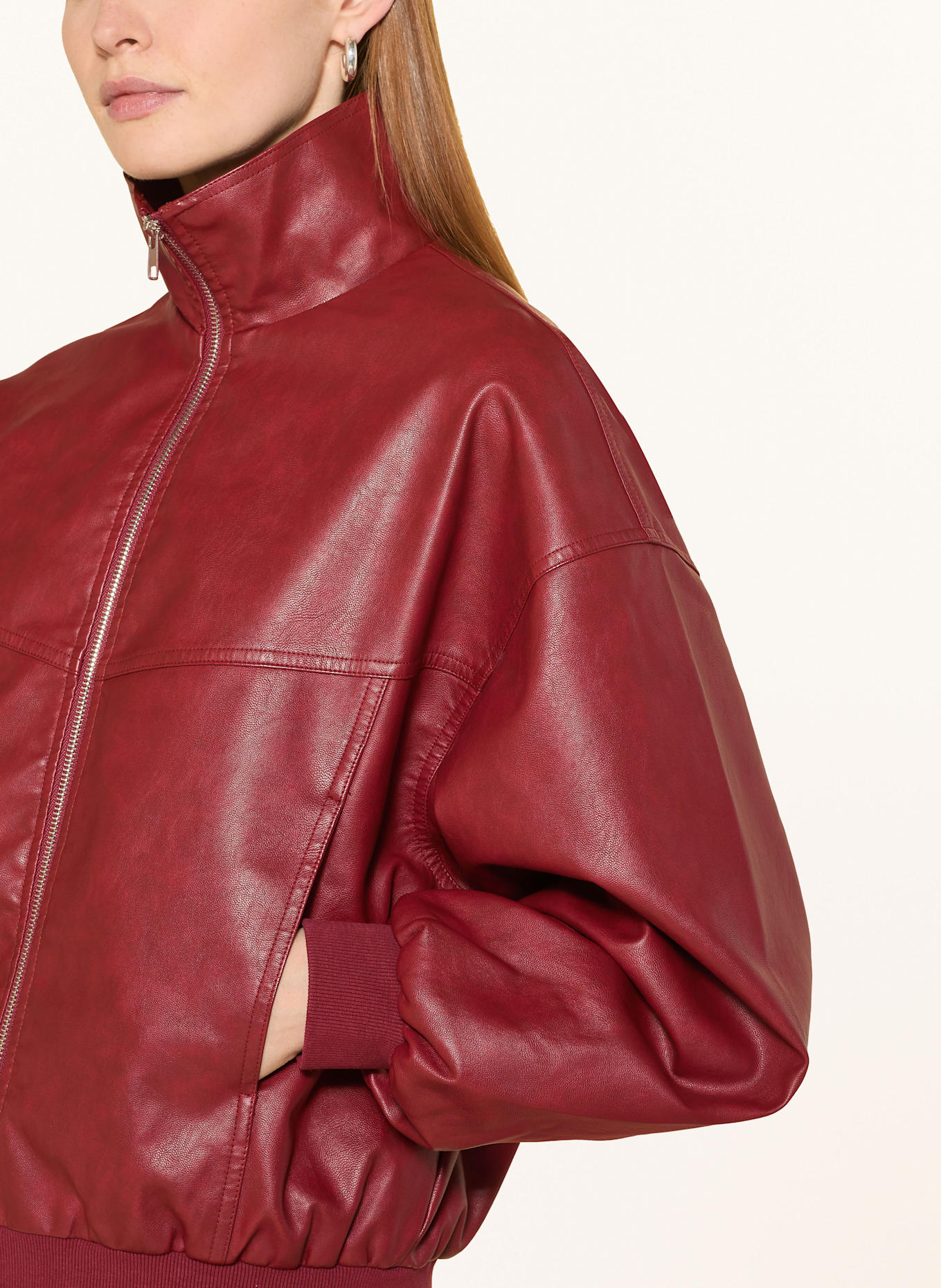NEO NOIR Veste en cuir CHANDRA: ROUGE FONCÉ
