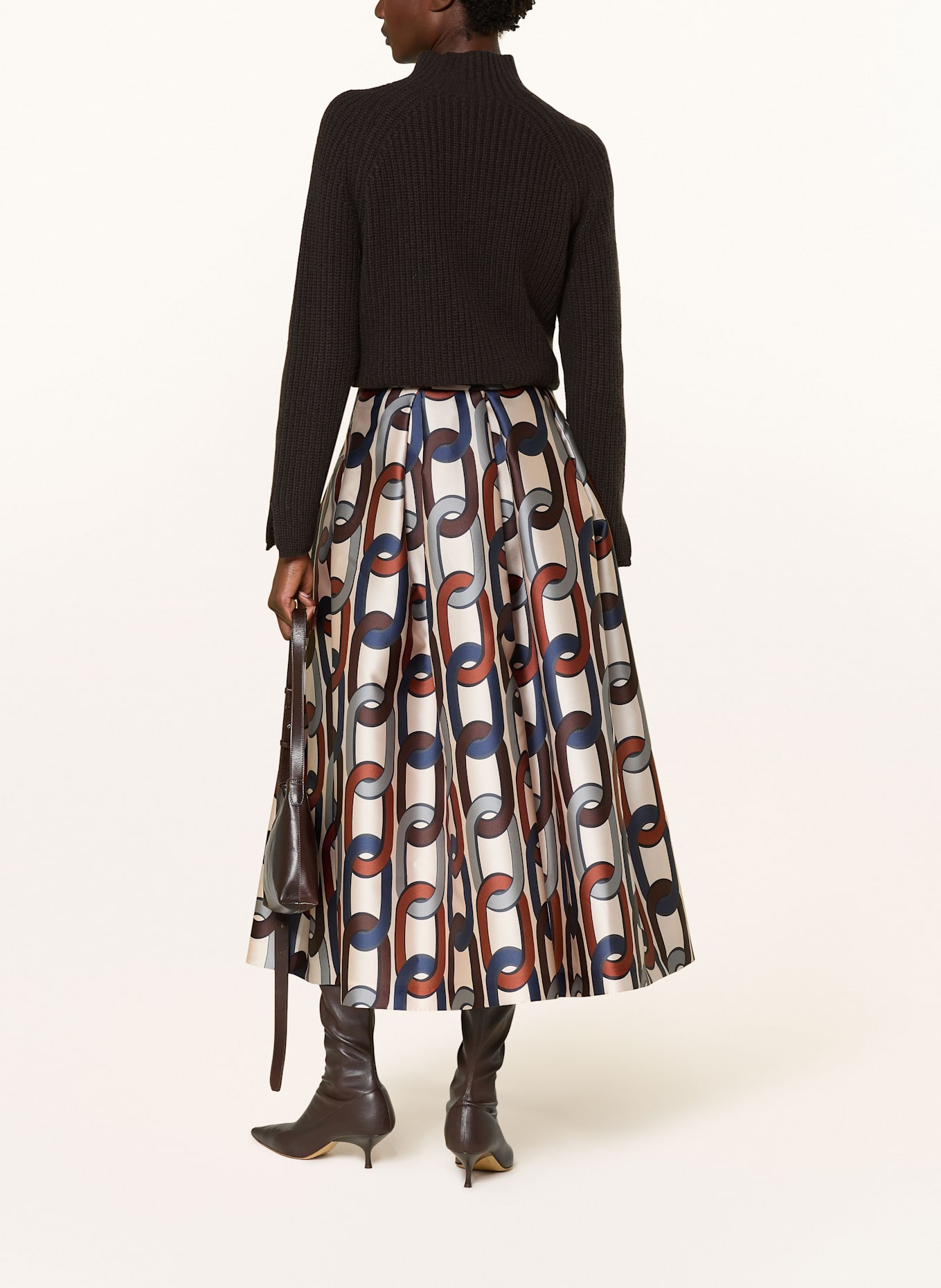 LUNATICA MILANO Faltenrock: ECRU / DUNKELBRAUN / DUNKELORANGE