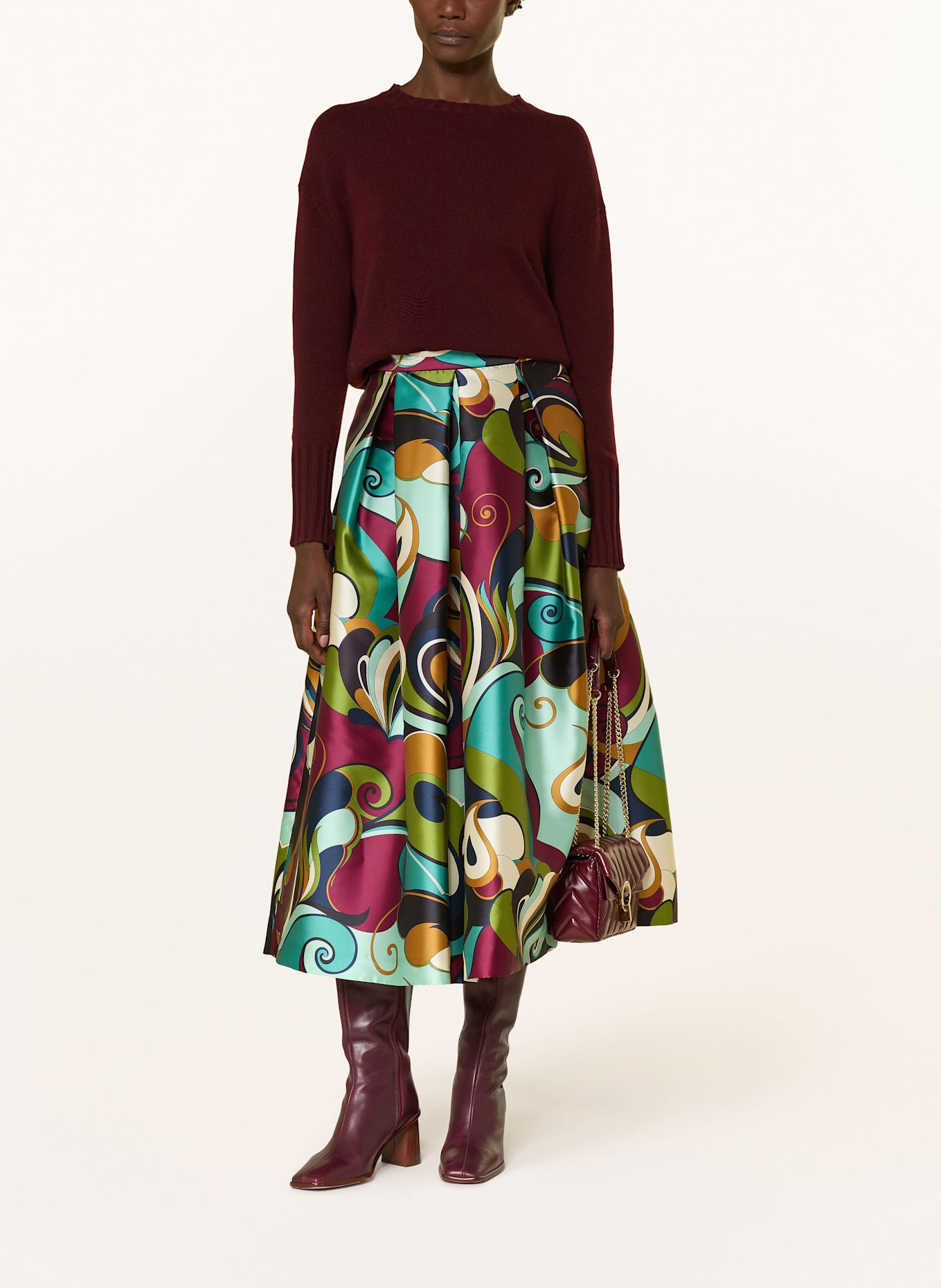 LUNATICA MILANO Faltenrock: TÜRKIS / DUNKELBLAU / DUNKELROT