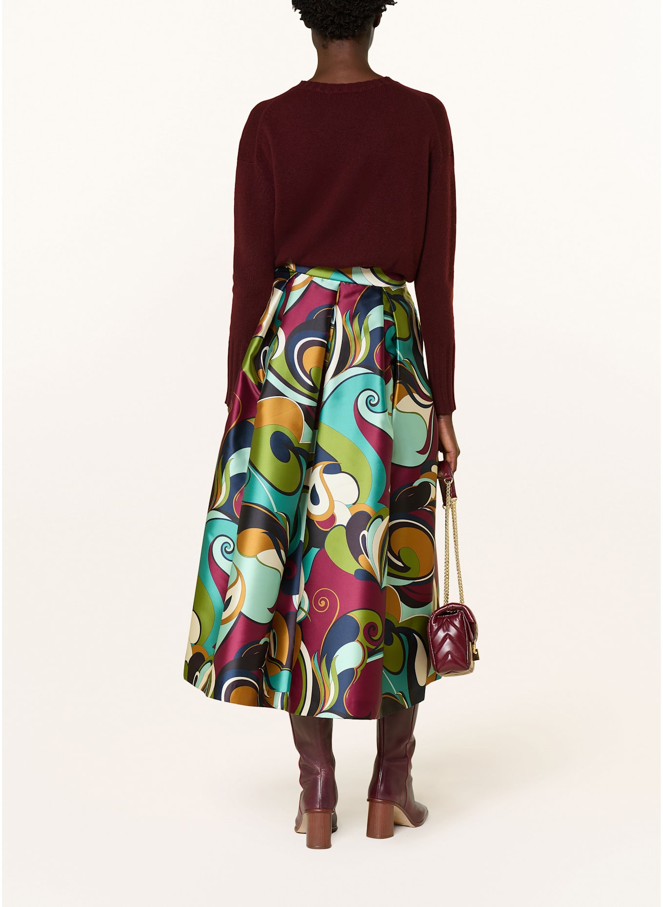 LUNATICA MILANO Faltenrock: TÜRKIS / DUNKELBLAU / DUNKELROT