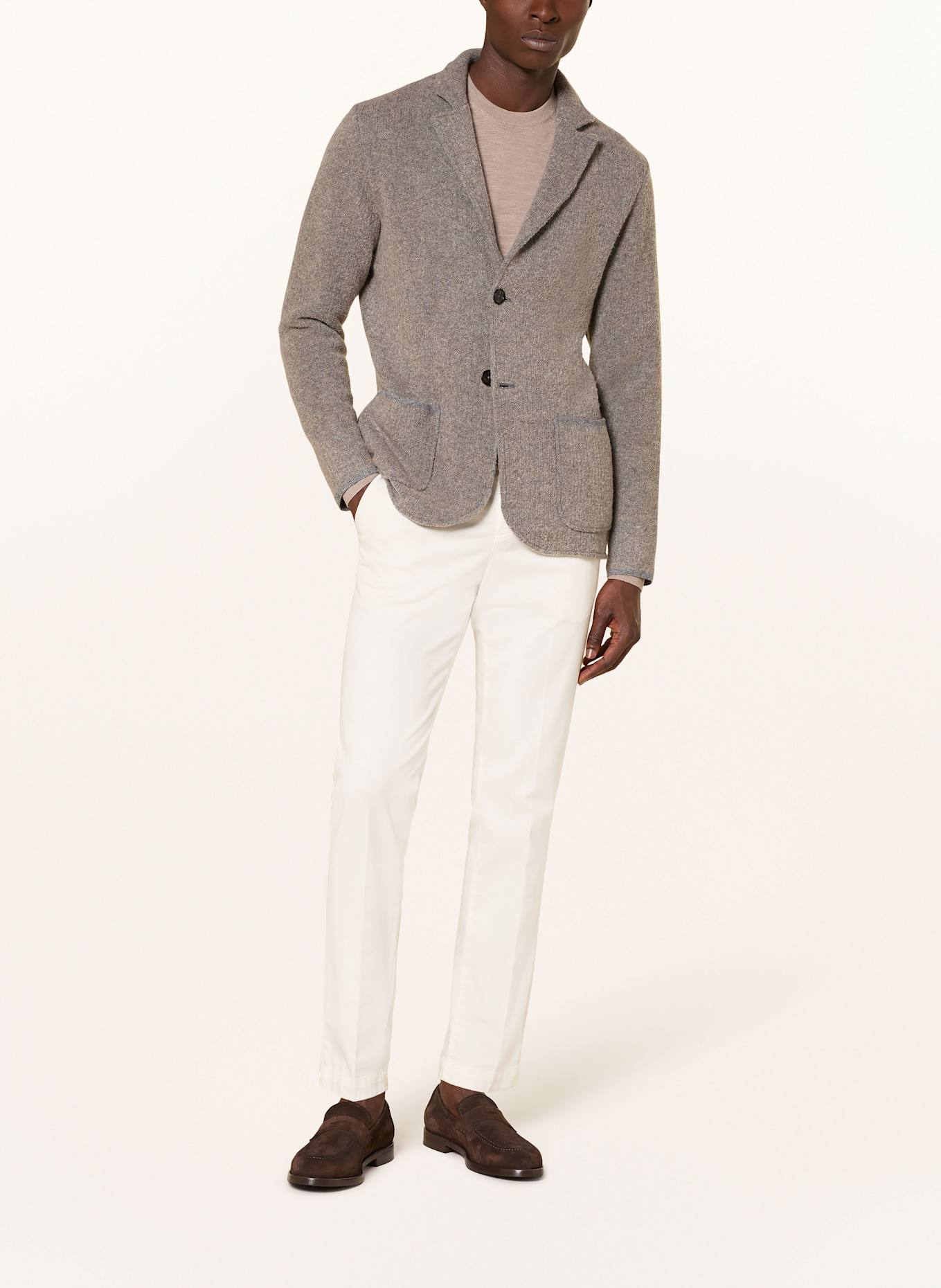 MAURIZIO BALDASSARI Stricksakko Slim Fit aus Bouclé: GRAU