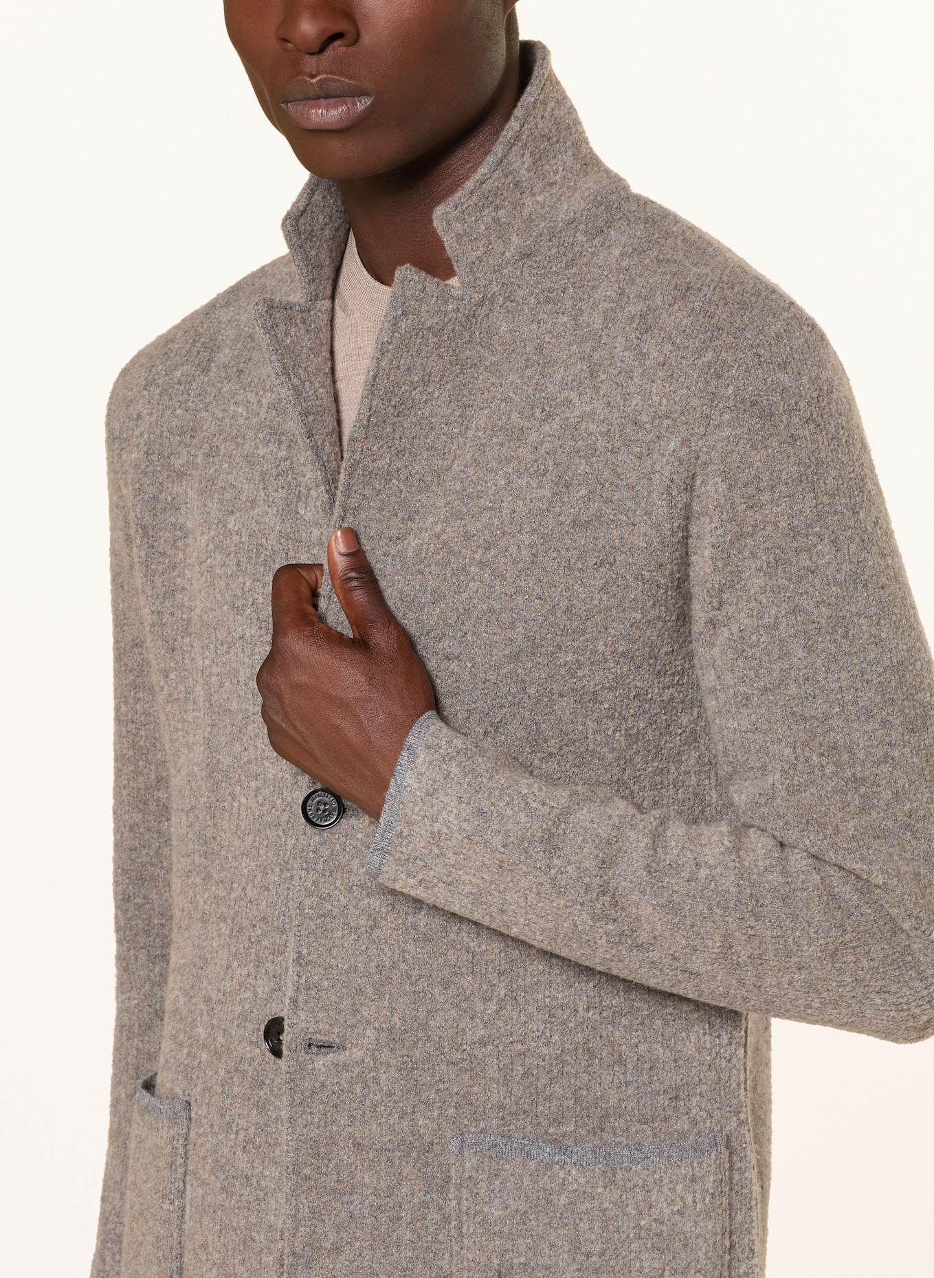 MAURIZIO BALDASSARI Stricksakko Slim Fit aus Bouclé: GRAU