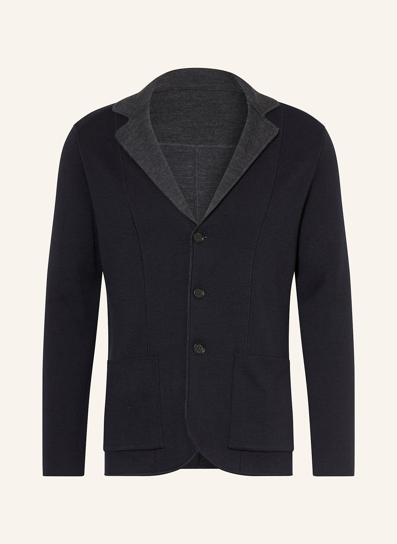 MAURIZIO  BALDASSARI Stricksakko JAMAICA Extra Slim Fit zum Wenden: DUNKELBLAU / DUNKELGRAU