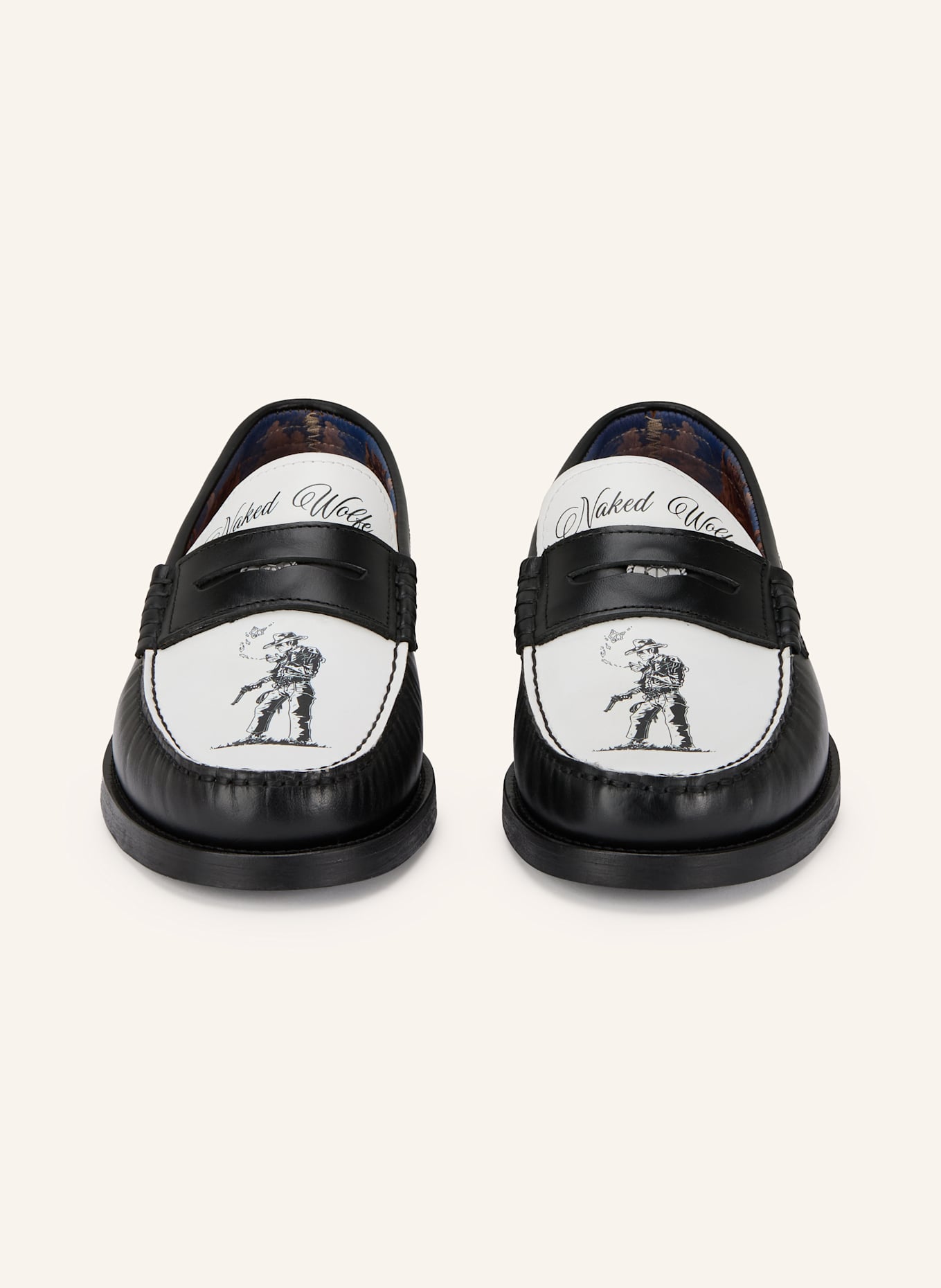 NAKED WOLFE Penny-Loafer RIVIERA: SCHWARZ/ WEISS