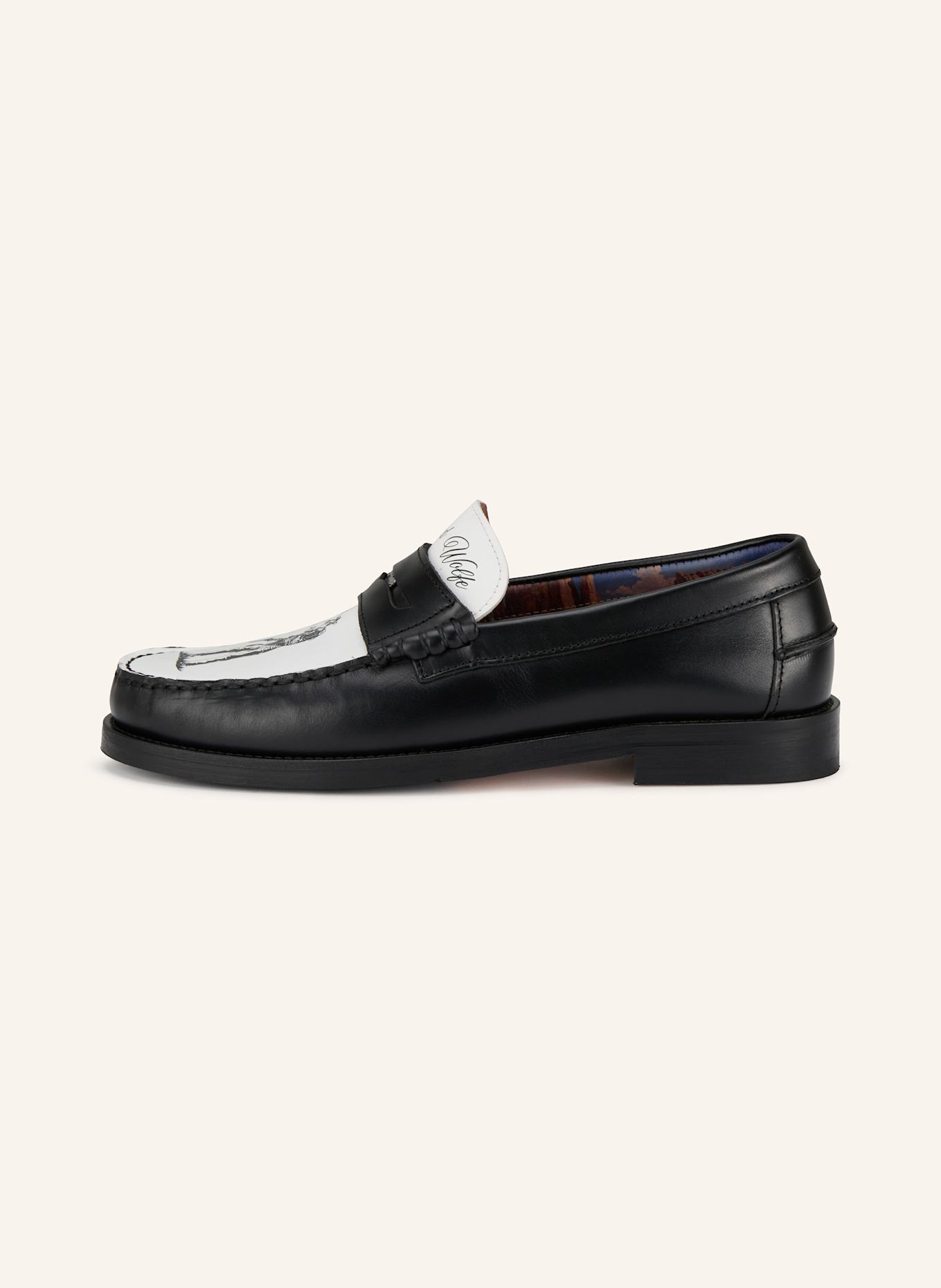 NAKED WOLFE Penny-Loafer RIVIERA: SCHWARZ/ WEISS