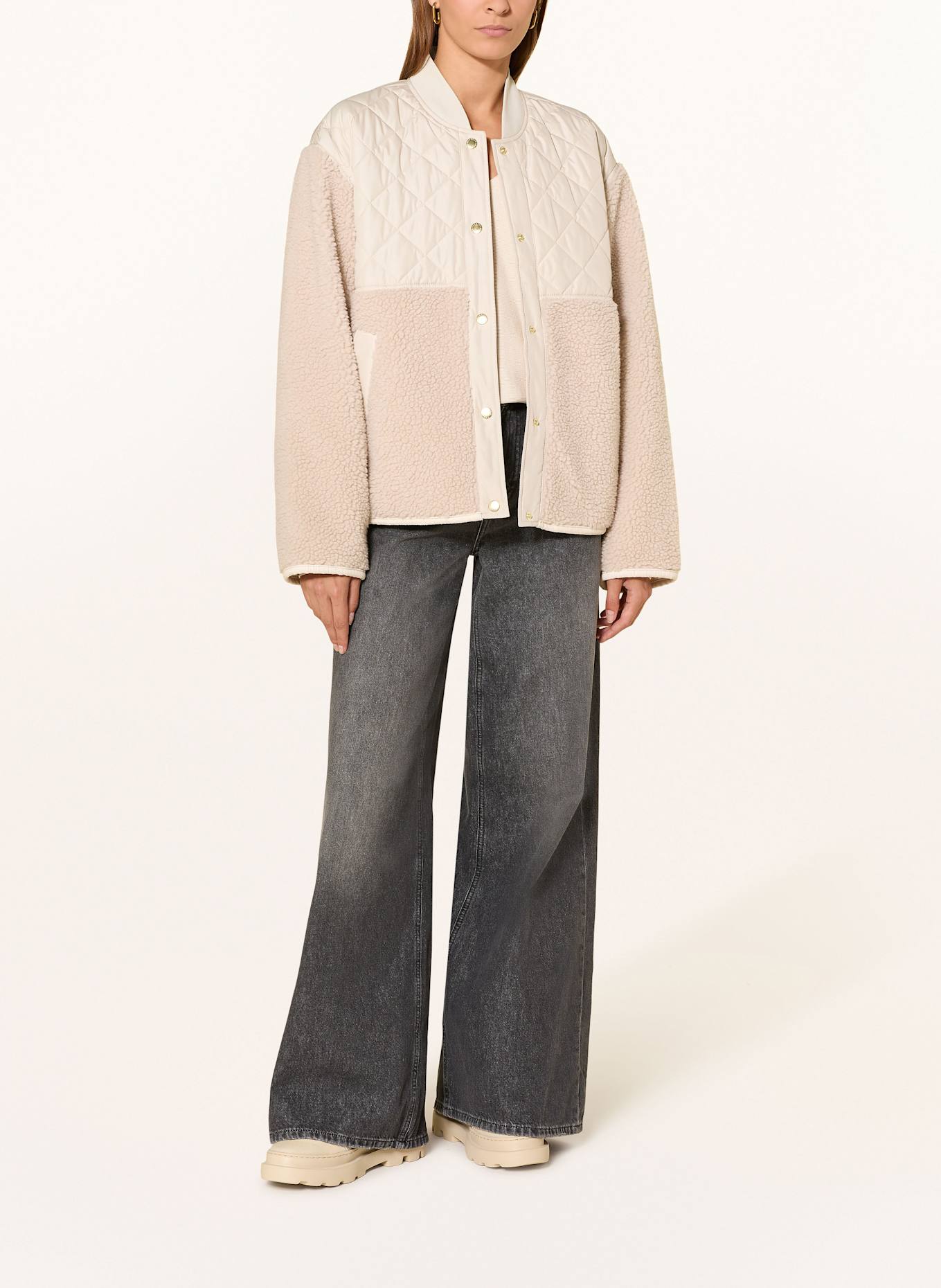 Barbour Teddyfell-Jacke WETHERBY im Materialmix: CREME