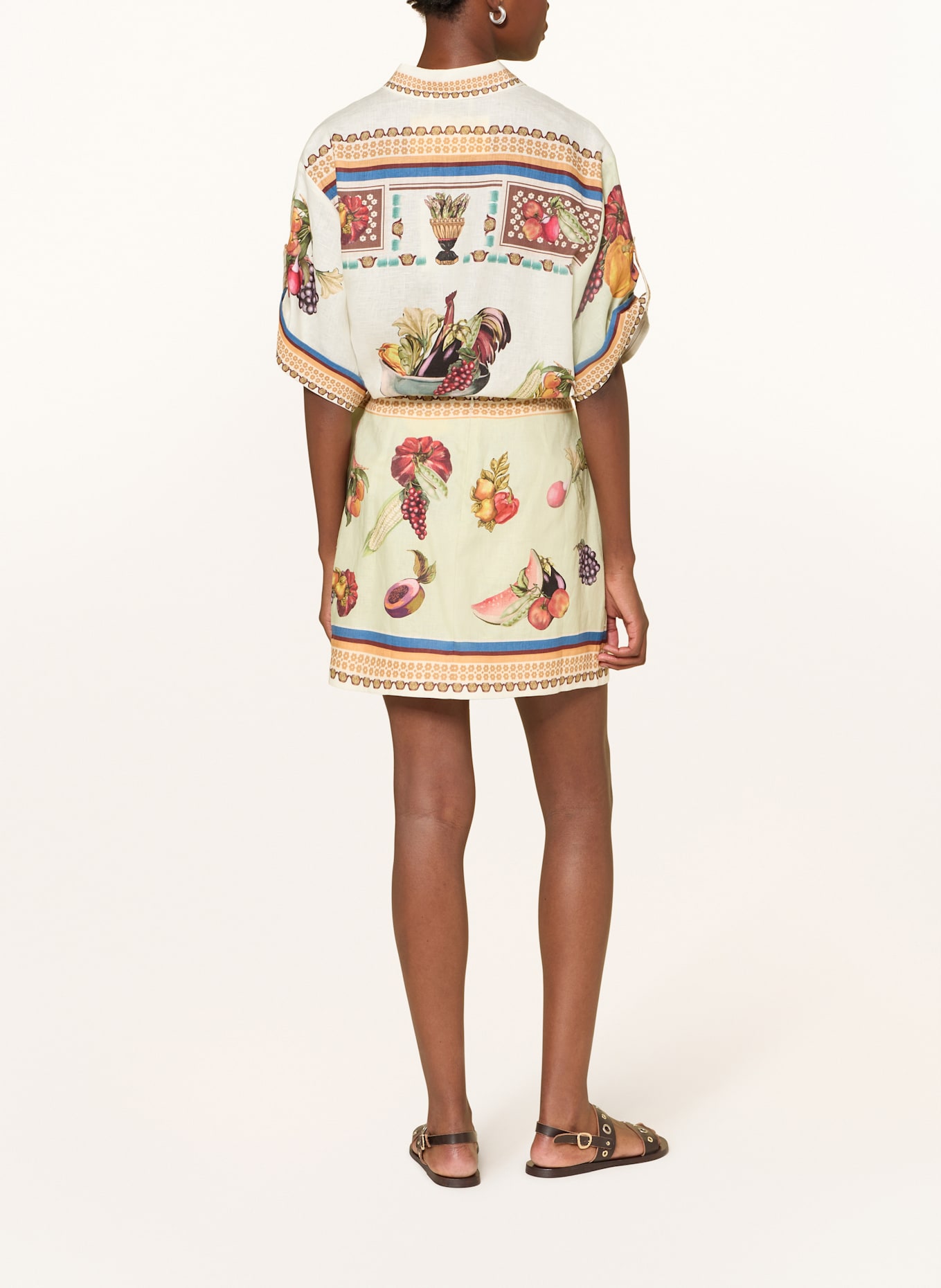 ALÉMAIS Leinenrock MERCADO: HELLGRÜN / ECRU