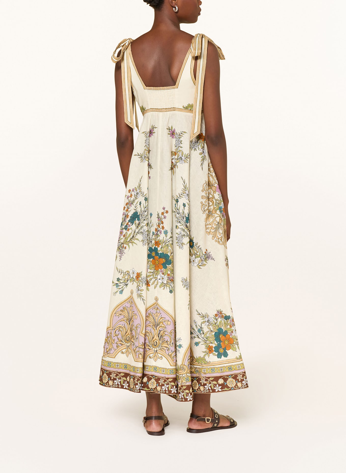 ALÉMAIS Leinenkleid ANTOINETTE: ECRU / BEIGE / HELLGRÜN