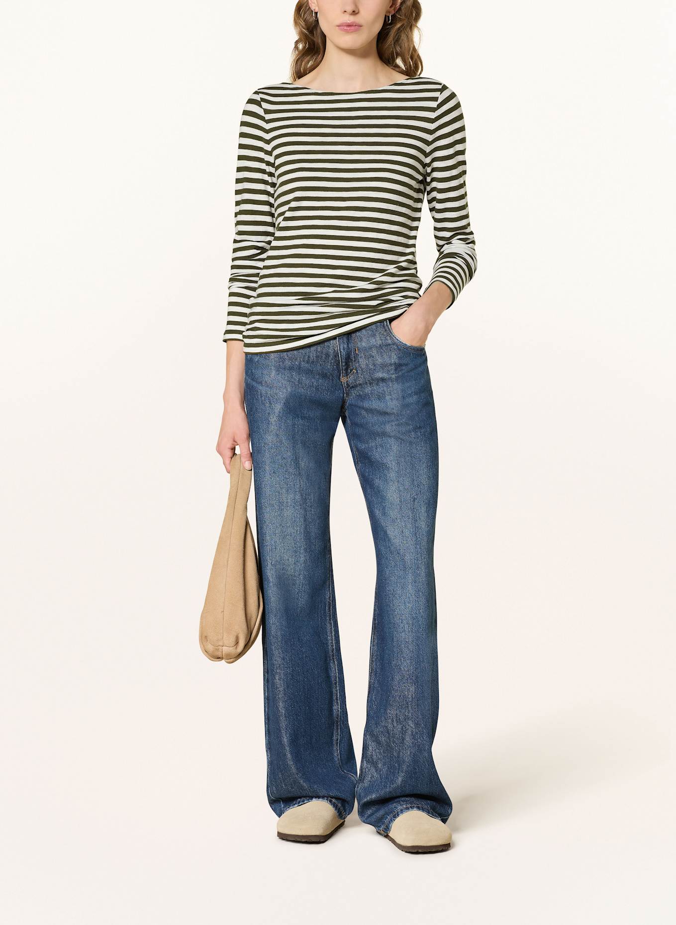 Marc O'Polo Longsleeve: WEISS / KHAKI