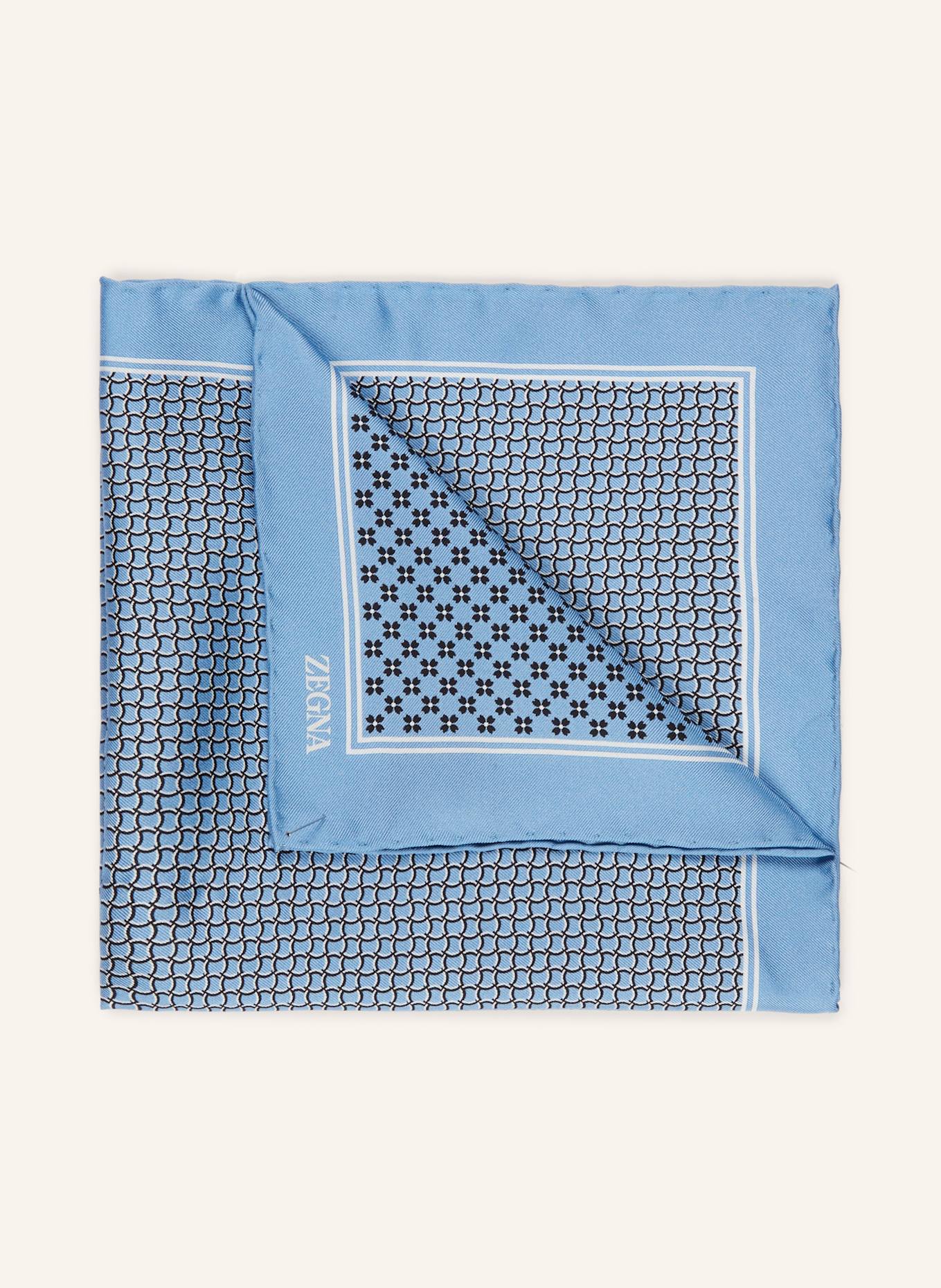 ZEGNA Einstecktuch aus Seide: SCHWARZ / WEISS / HELLBLAU