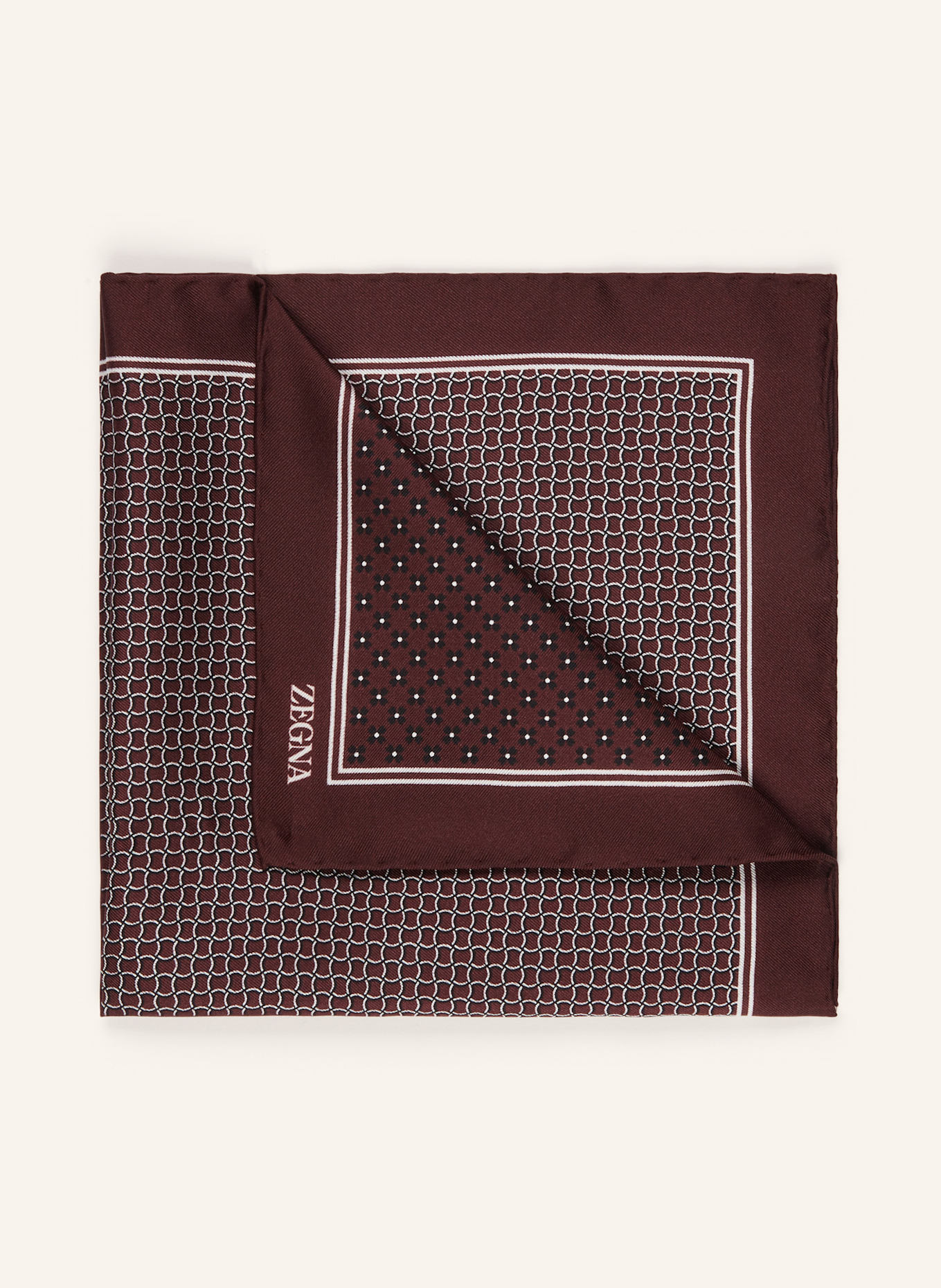 ZEGNA Einstecktuch aus Seide: DUNKELBRAUN / SCHWARZ / WEISS