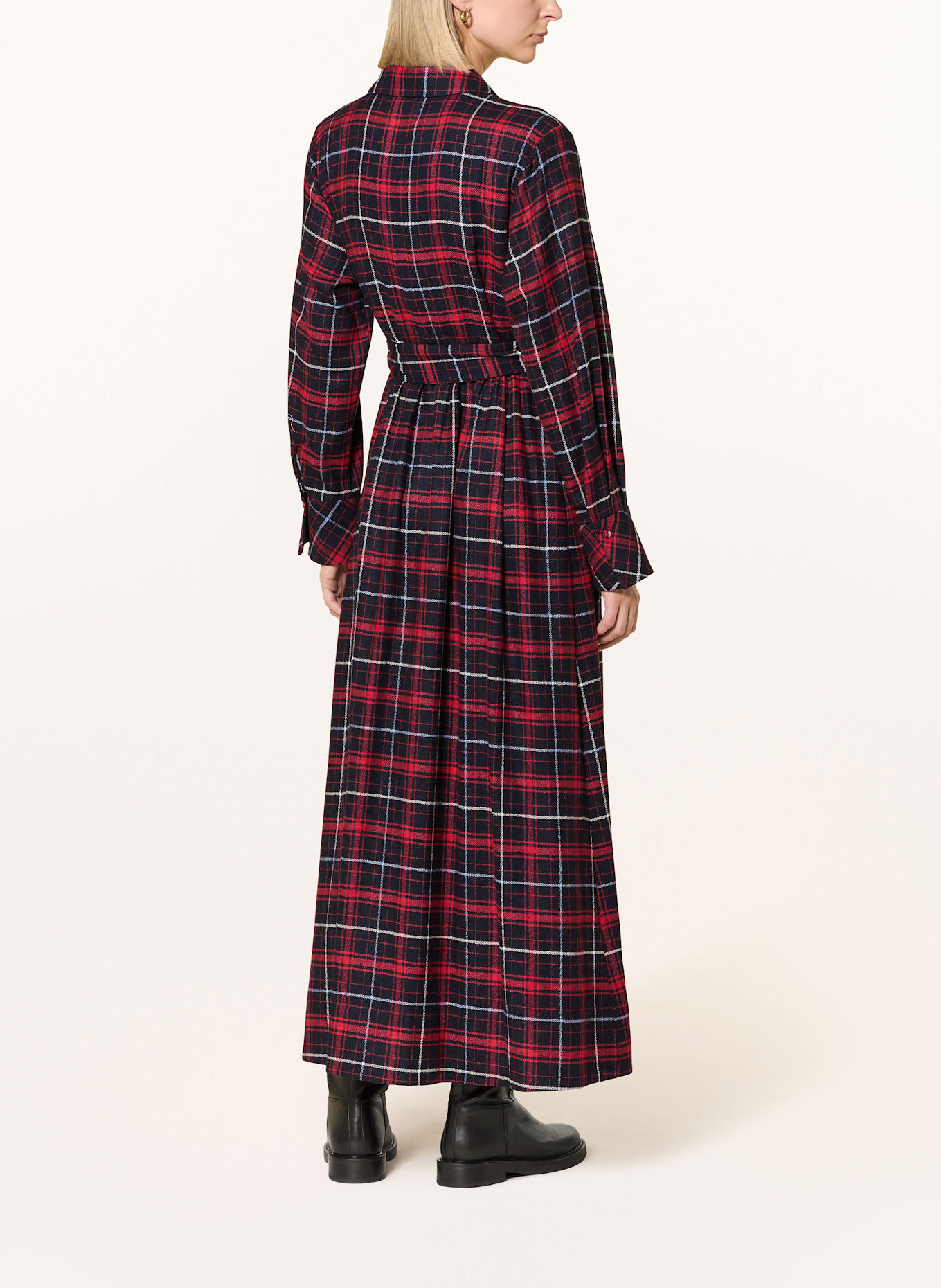 Luis Trenker Hemdblusenkleid LUCRENA: ROT / DUNKELBLAU / WEISS