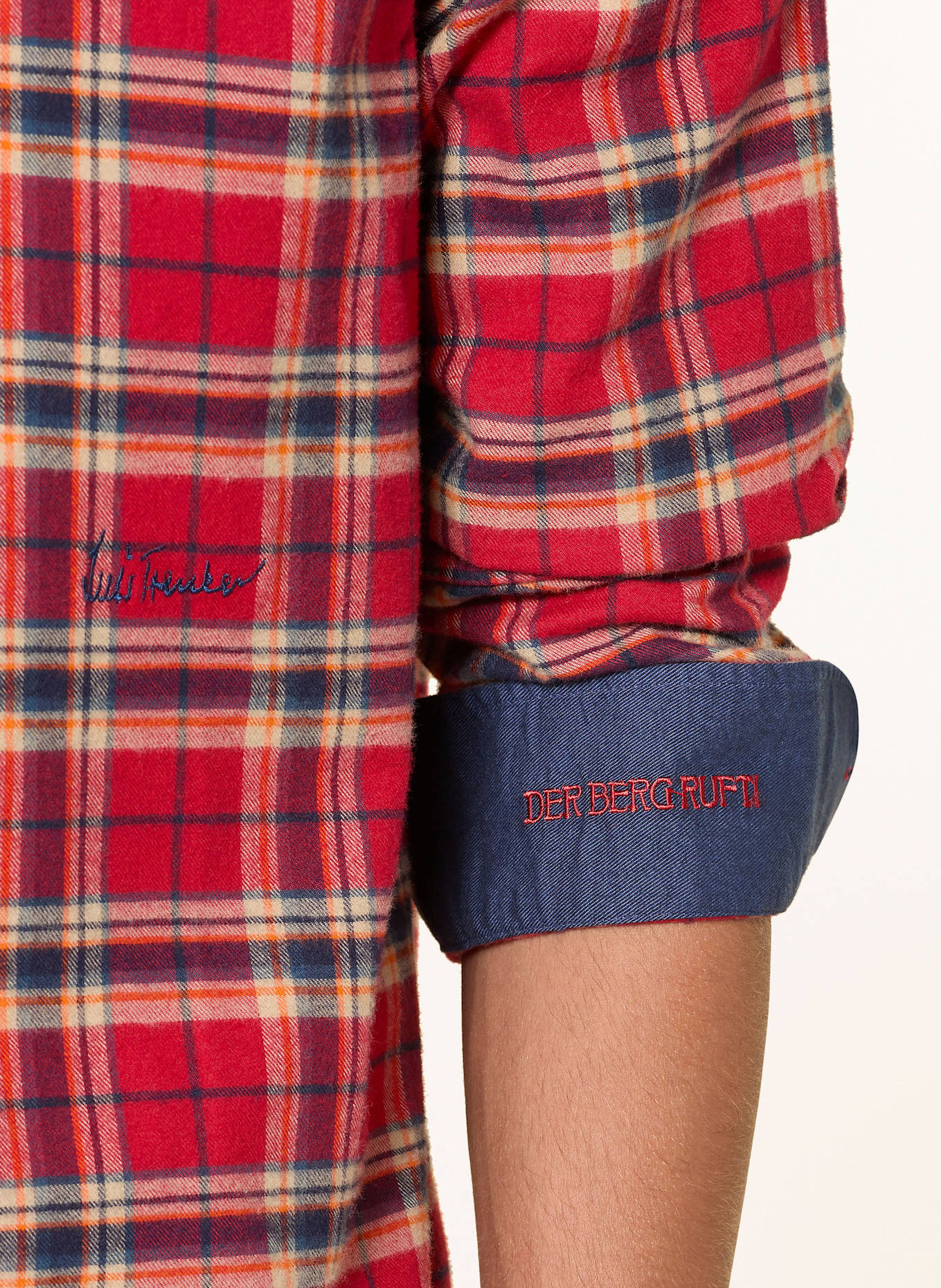 Luis Trenker Flanellhemd Regular Fit: ROT / DUNKELBLAU