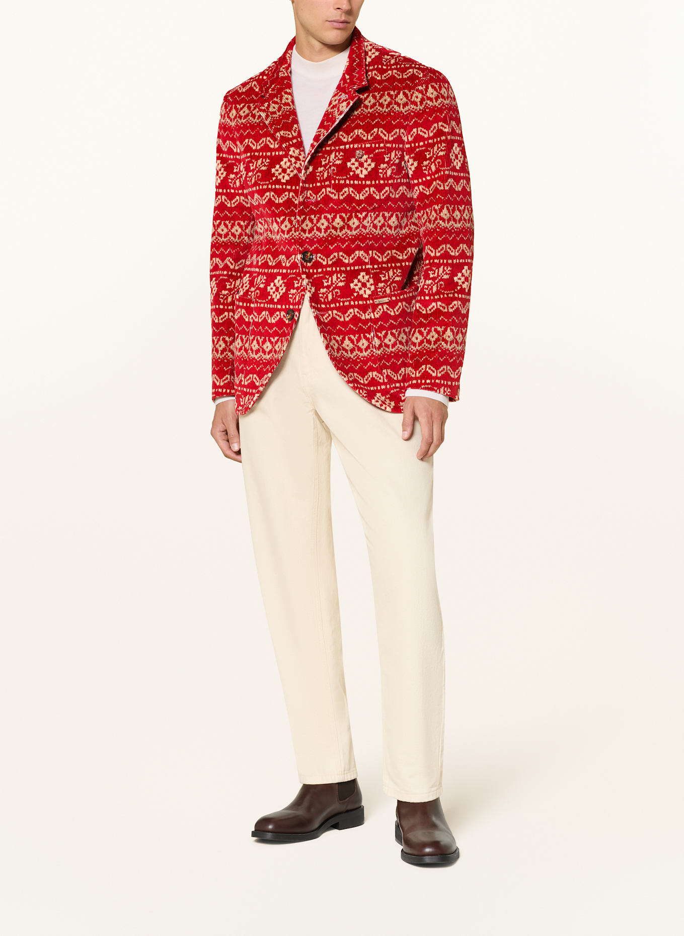 Luis Trenker Cordsakko LUSANDRO Regular Fit: ROT / WEISS