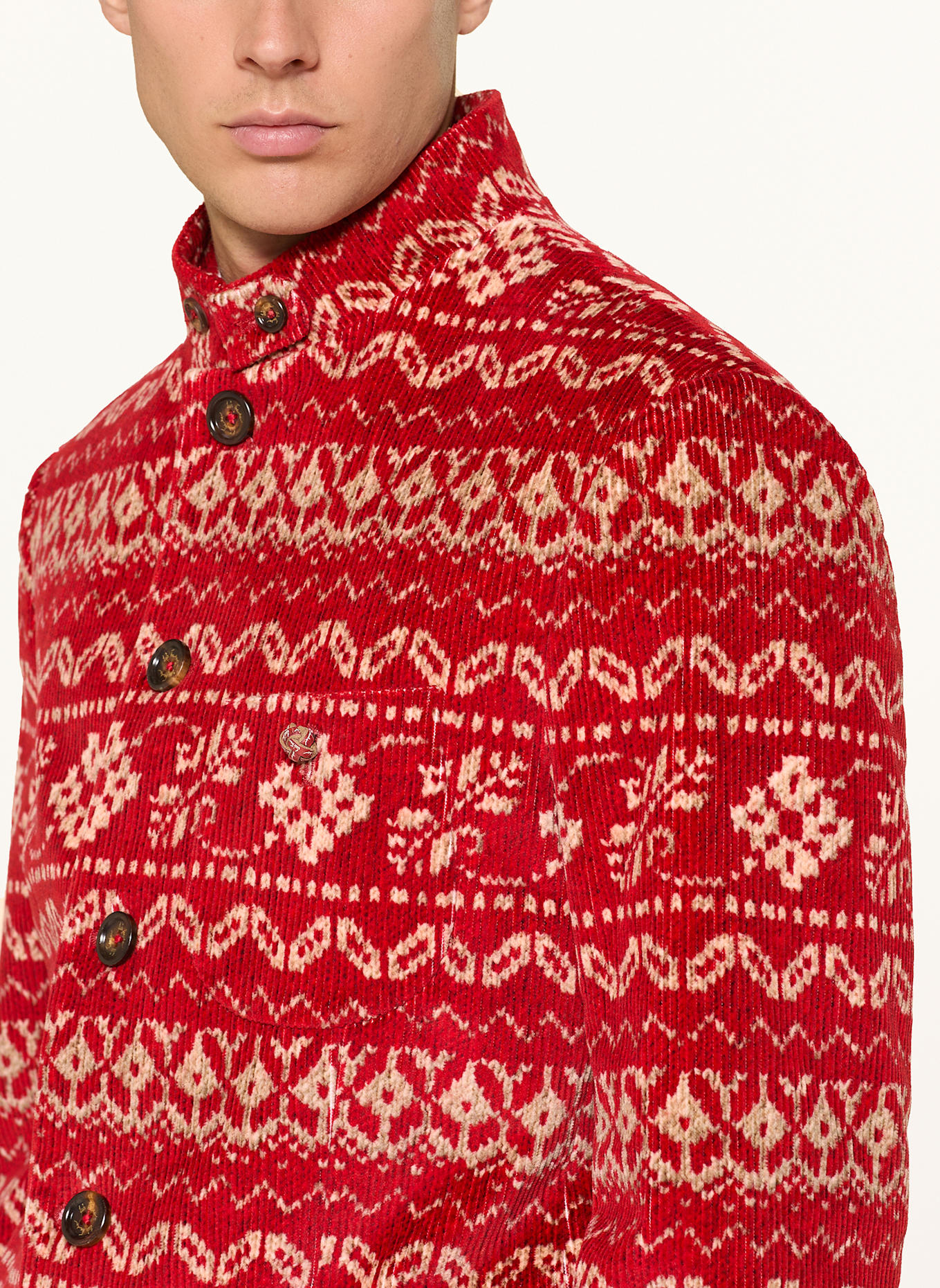 Luis Trenker Cordsakko LUSANDRO Regular Fit: ROT / WEISS