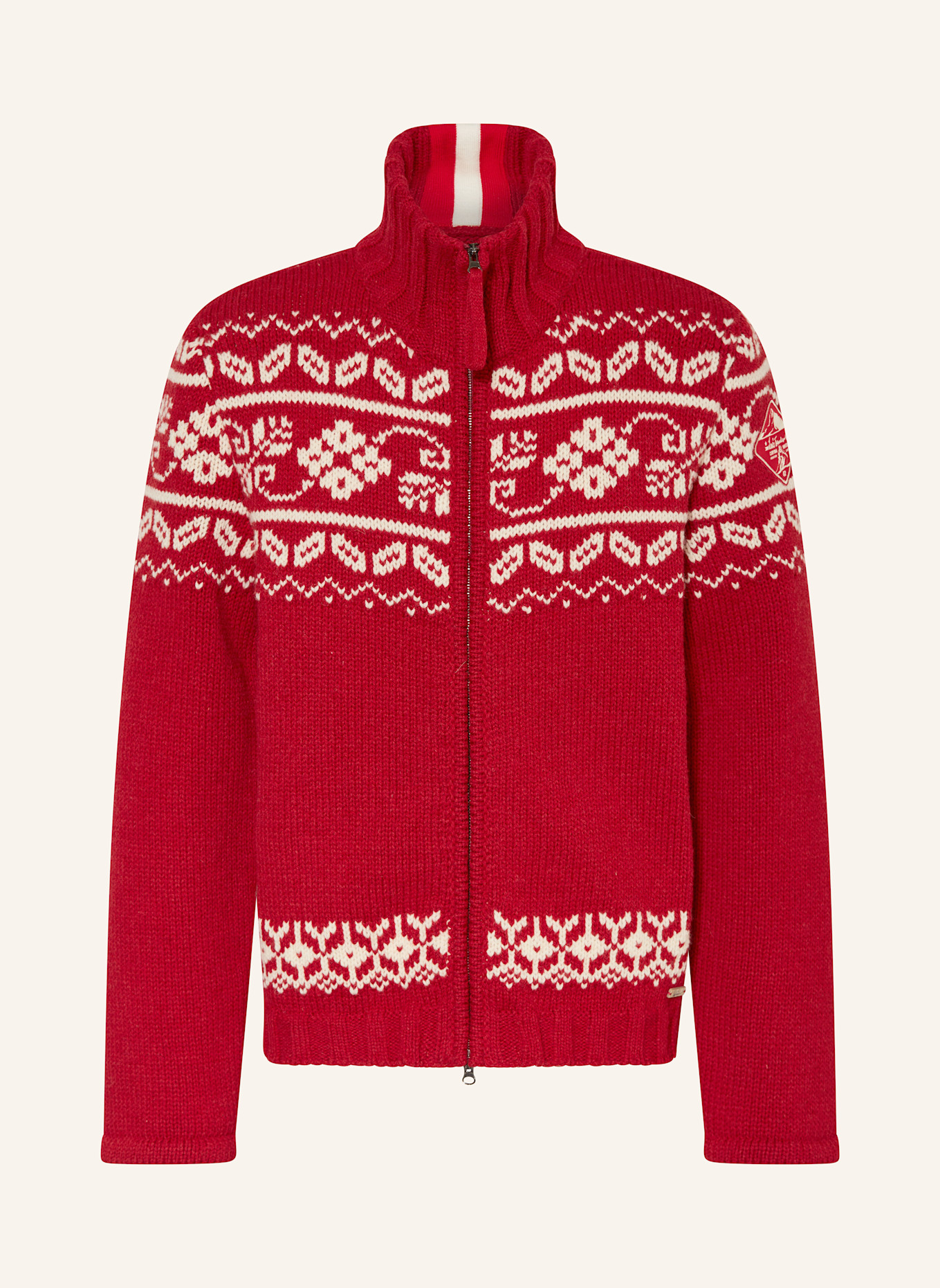 Luis Trenker Strickjacke LUWALL: ROT / WEISS