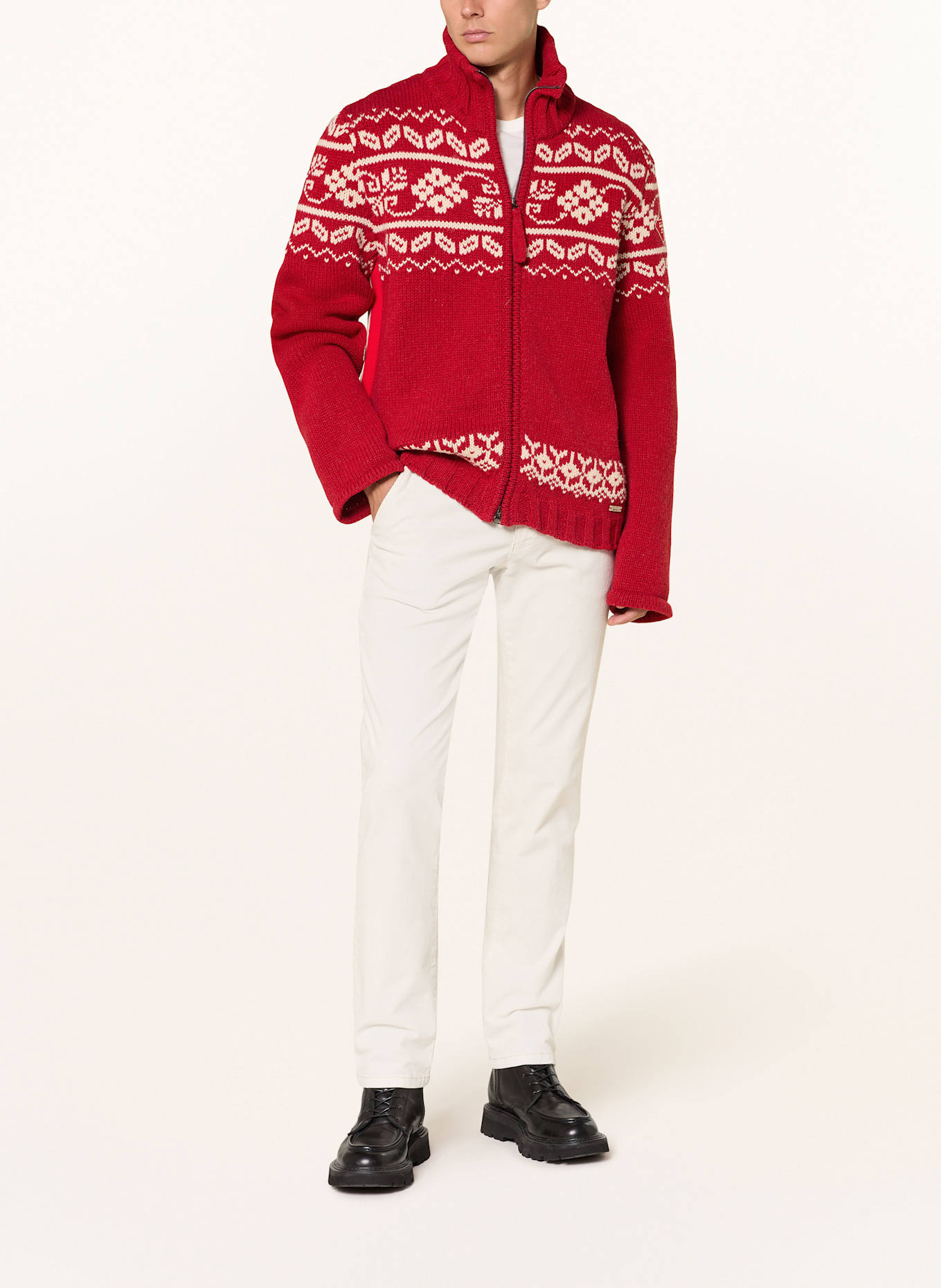 Luis Trenker Strickjacke LUWALL: ROT / WEISS