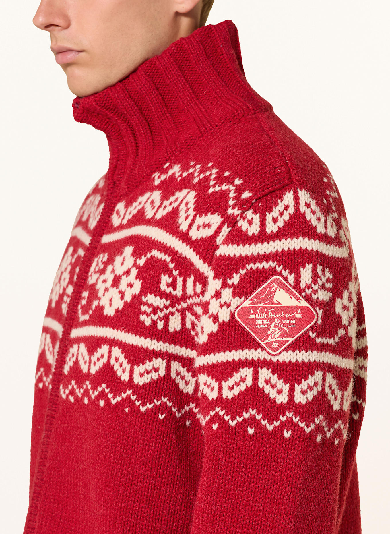 Luis Trenker Strickjacke LUWALL: ROT / WEISS