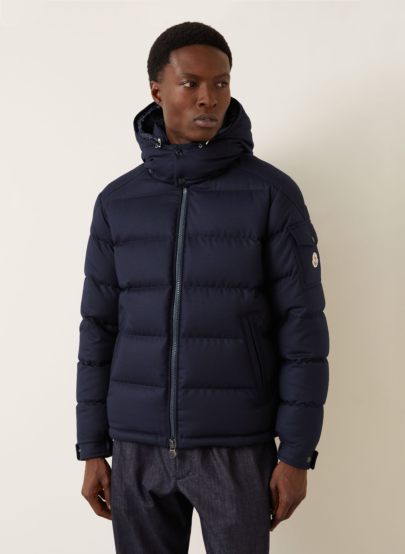 MONCLER Daunenjacke MONTGENEVRE mit abnehmbarer Kapuze: DUNKELBLAU