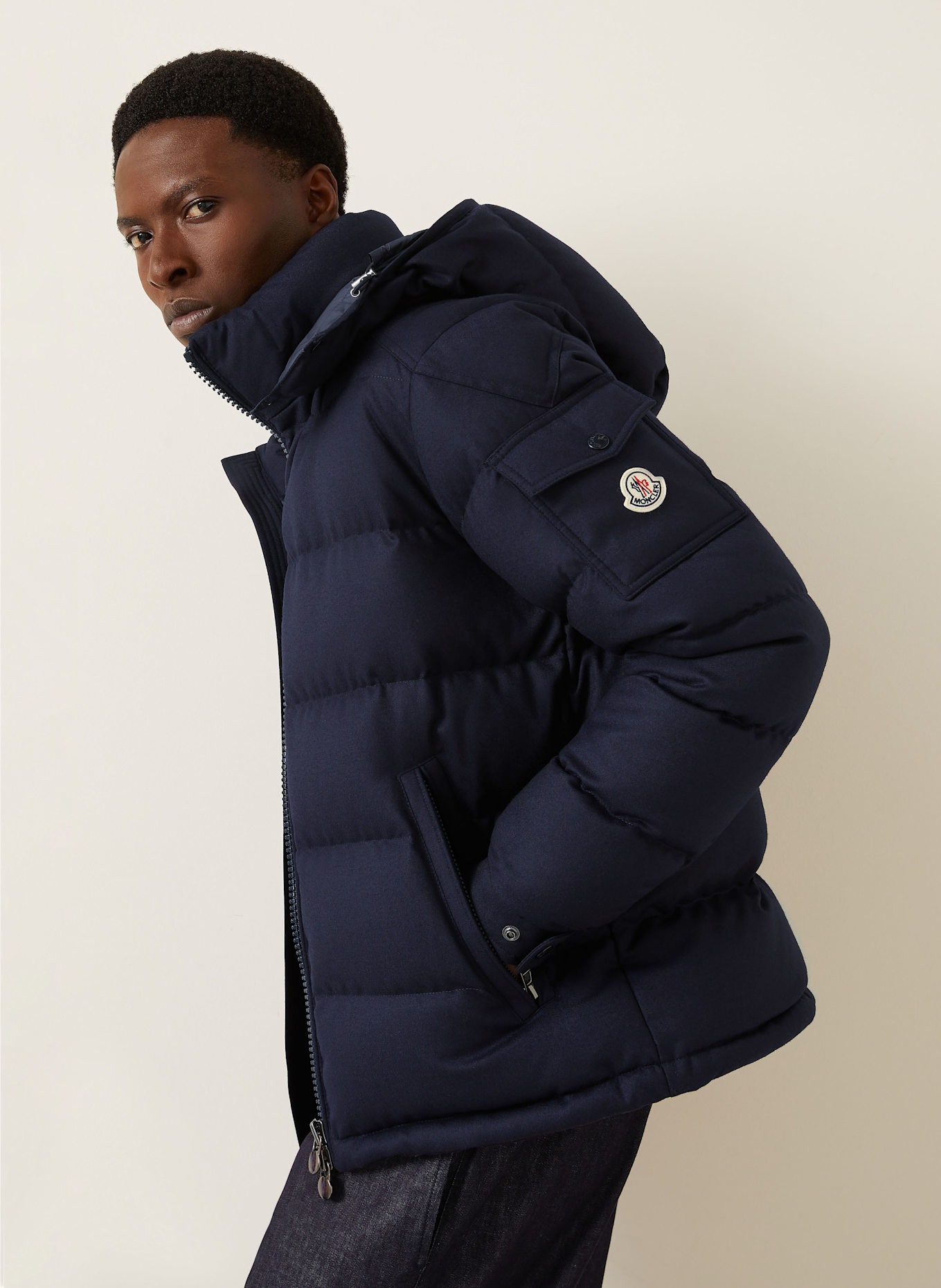MONCLER Daunenjacke MONTGENEVRE mit abnehmbarer Kapuze: DUNKELBLAU