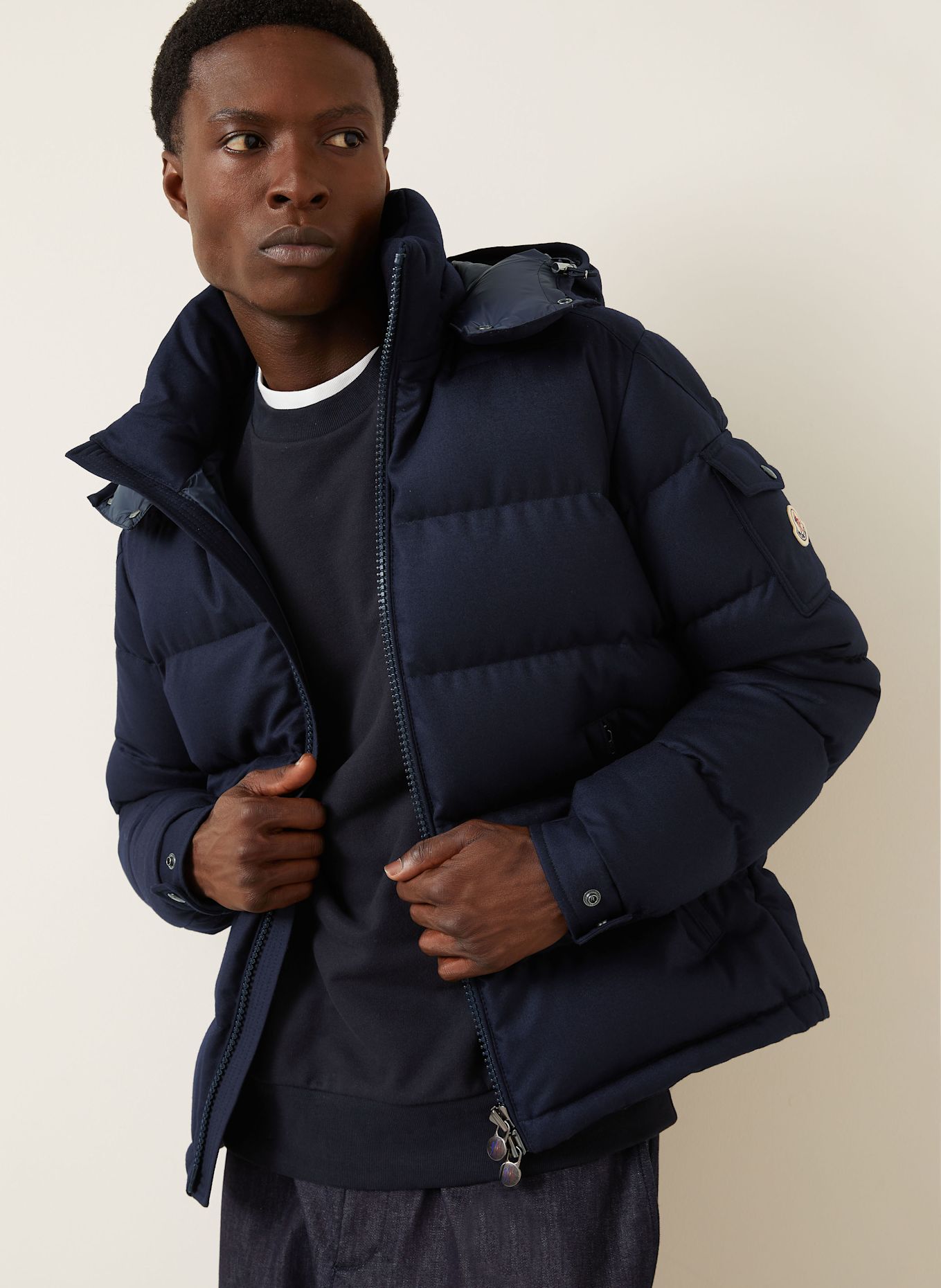 MONCLER Daunenjacke MONTGENEVRE mit abnehmbarer Kapuze: DUNKELBLAU