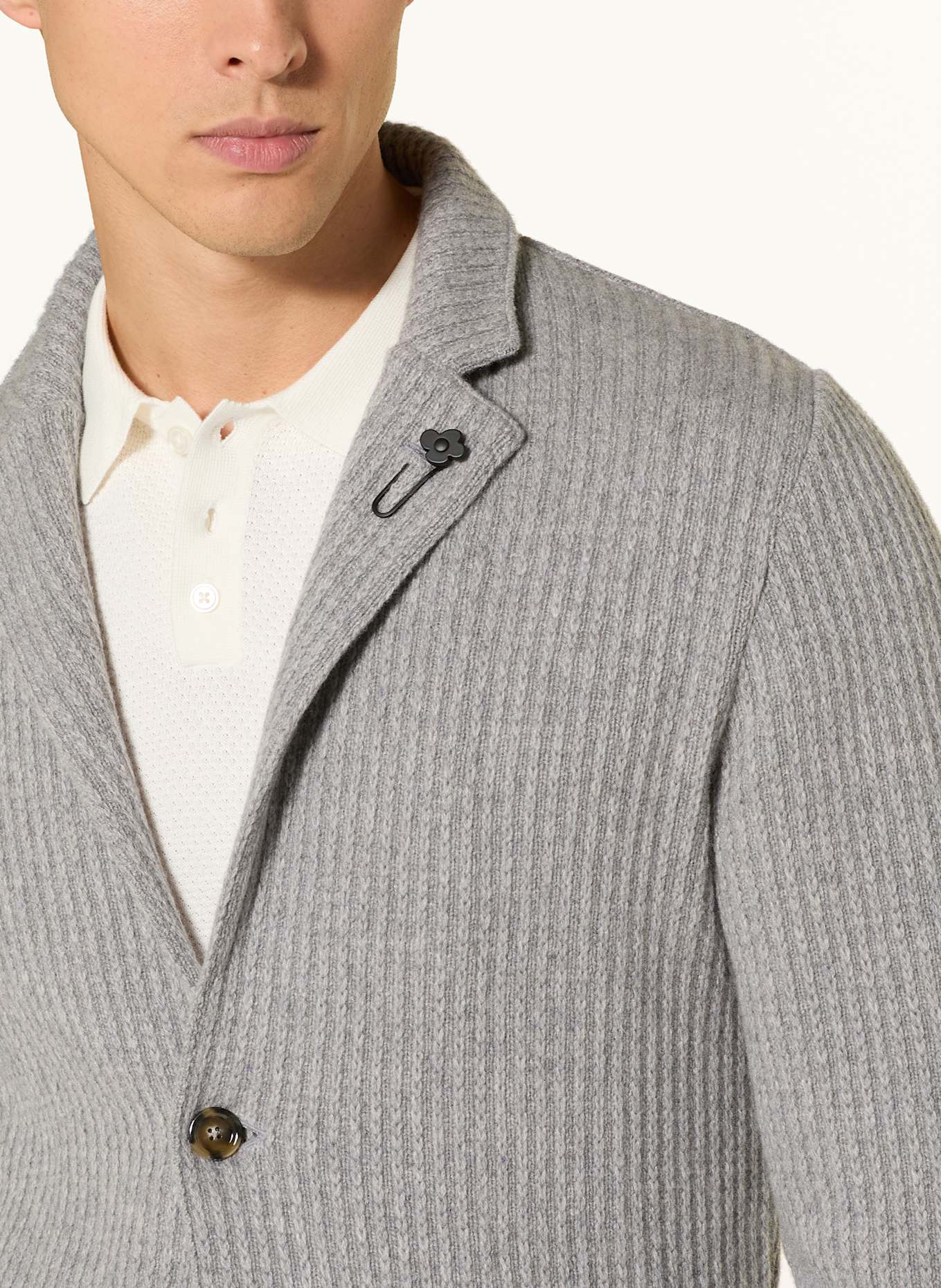 LARDINI Marynarka dzianinowa extra slim fit z kaszmiru: JASNOCZARY