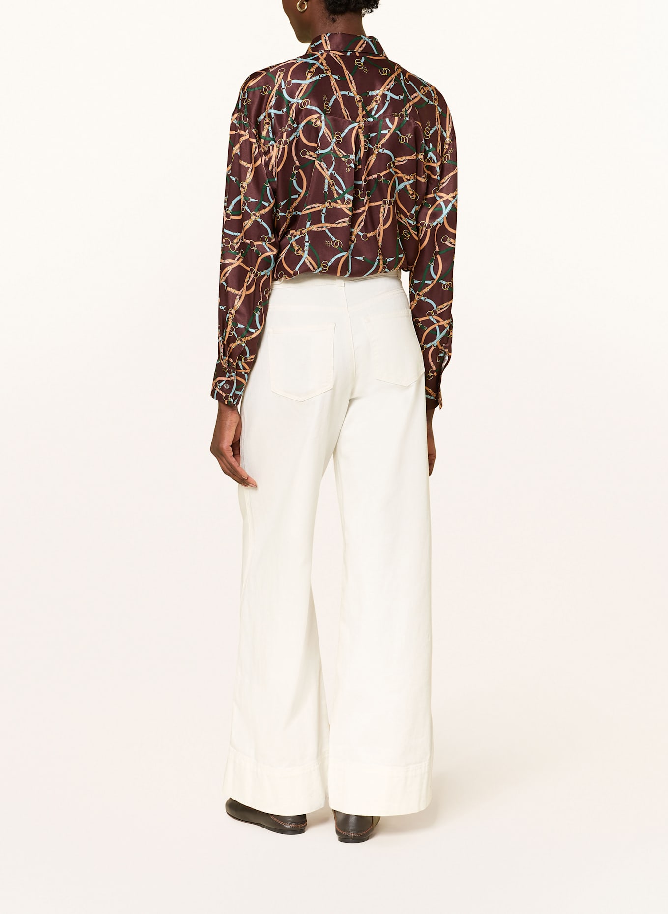 ROBERT FRIEDMAN Hemdbluse RENEE aus Seide: BRAUN / GRÜN / HELLBLAU