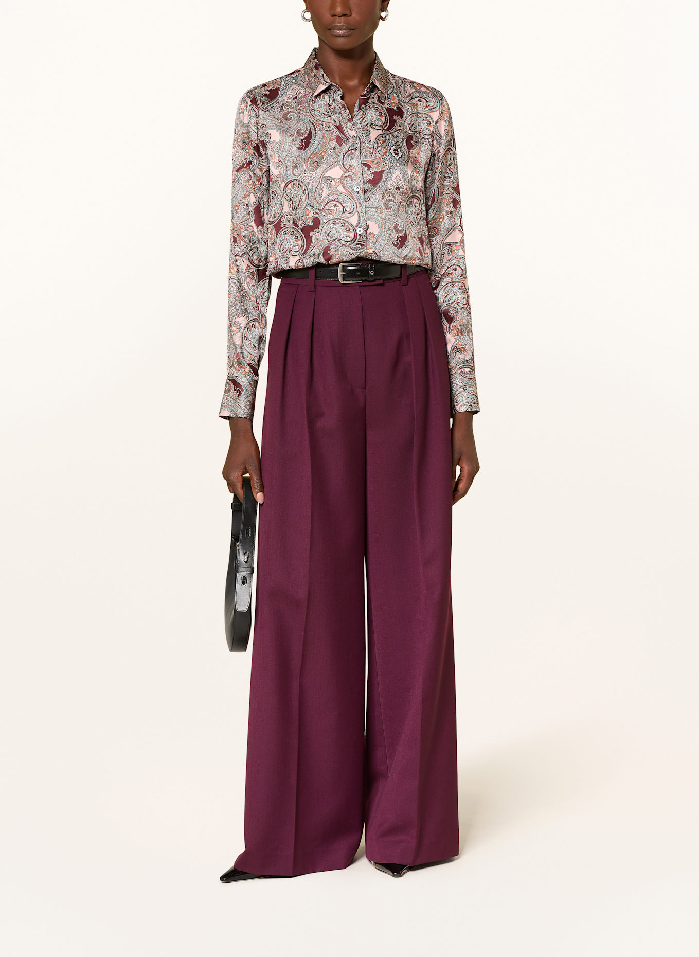 ROBERT FRIEDMAN Hemdbluse ANDREA mit Seide: ROSÉ / BRAUN / PETROL