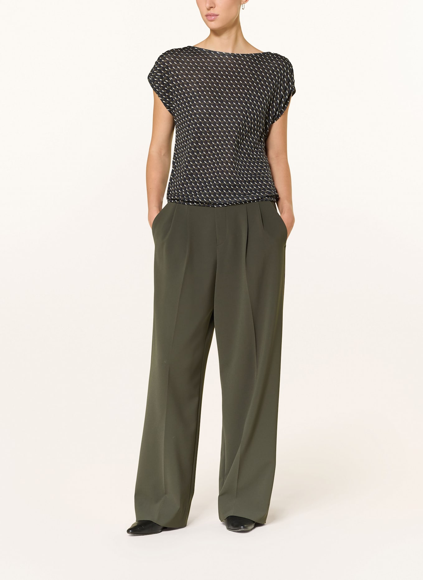 OPUS T-Shirt SEKADI: KHAKI/ DUNKELBLAU/ WEISS
