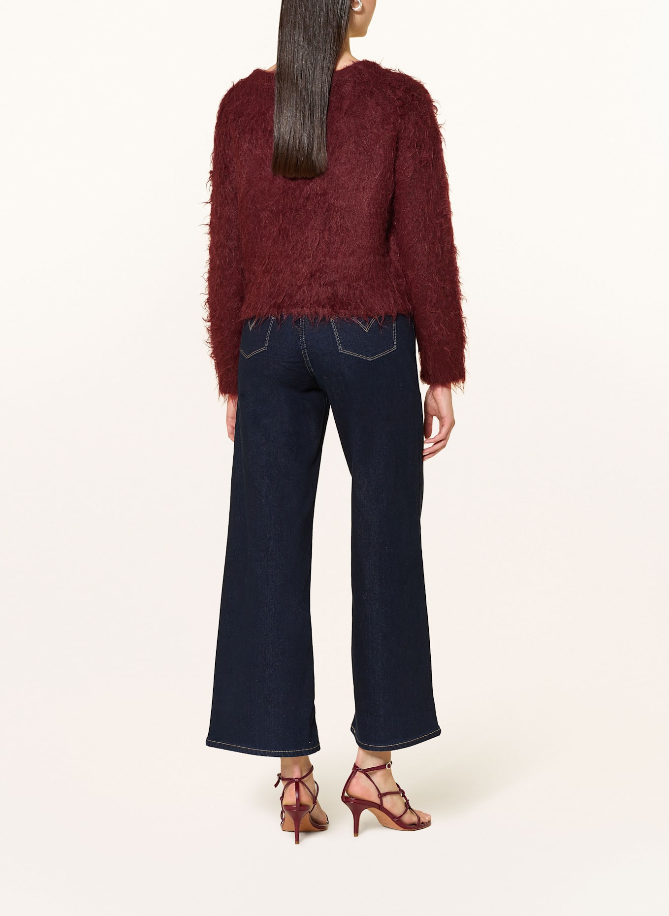 GUESS Strickjacke TOMIKO mit Schmucksteinen: DUNKELROT