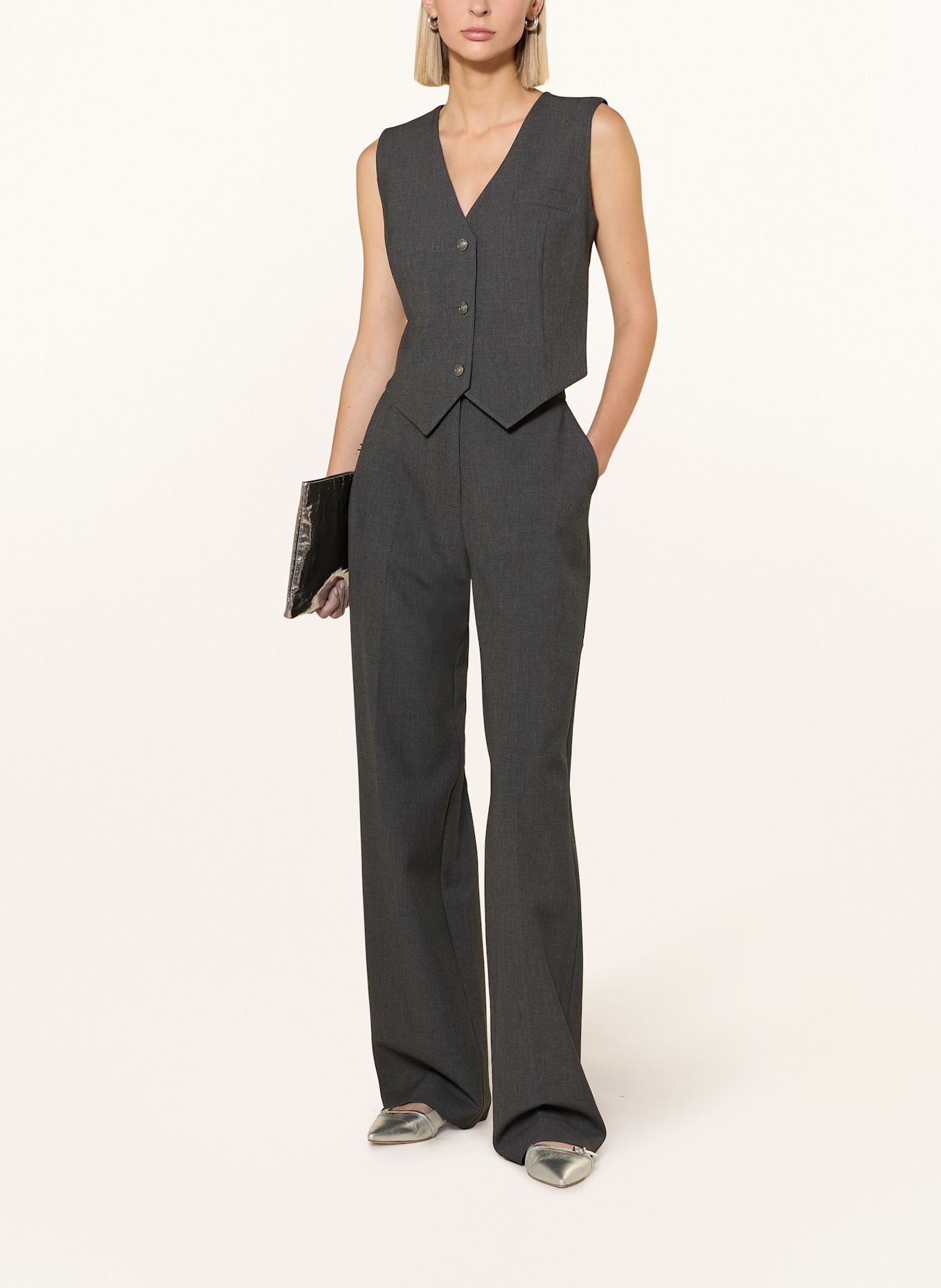 GUESS JOANDRA wide-leg pants: DARK GRAY