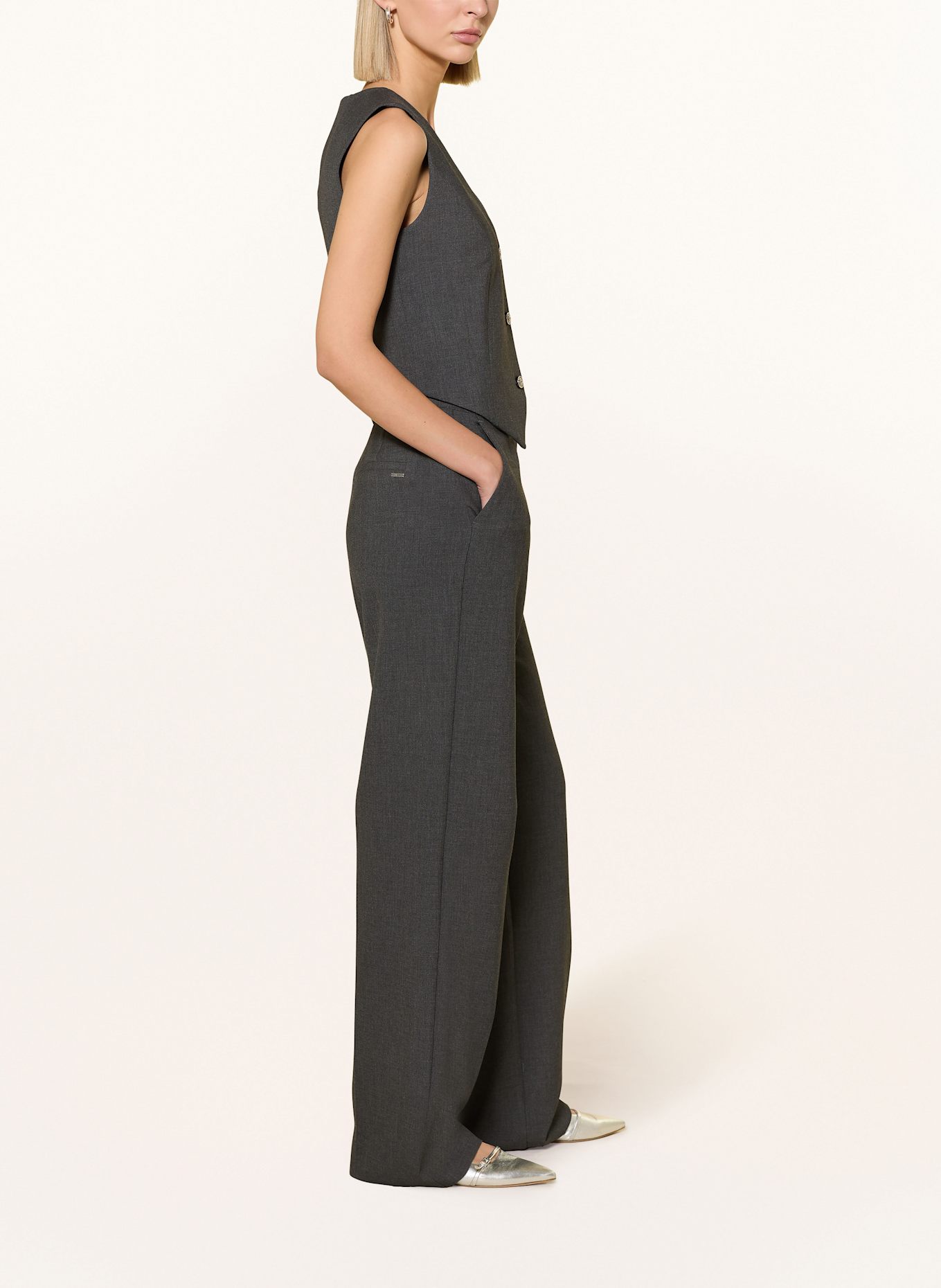 GUESS JOANDRA wide-leg pants: DARK GRAY