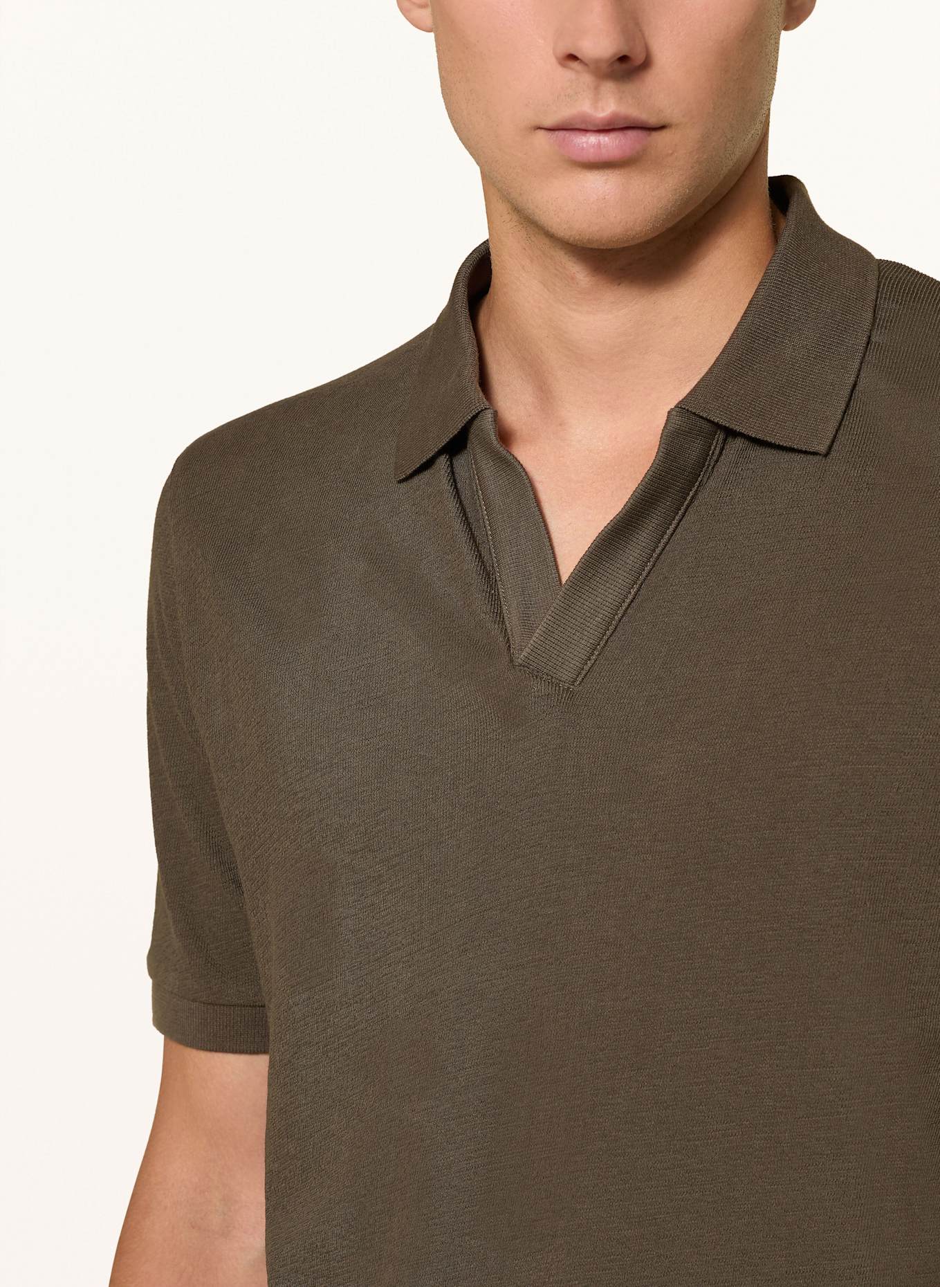 Marc O'Polo Knitted polo shirt regular fit: DARK BROWN