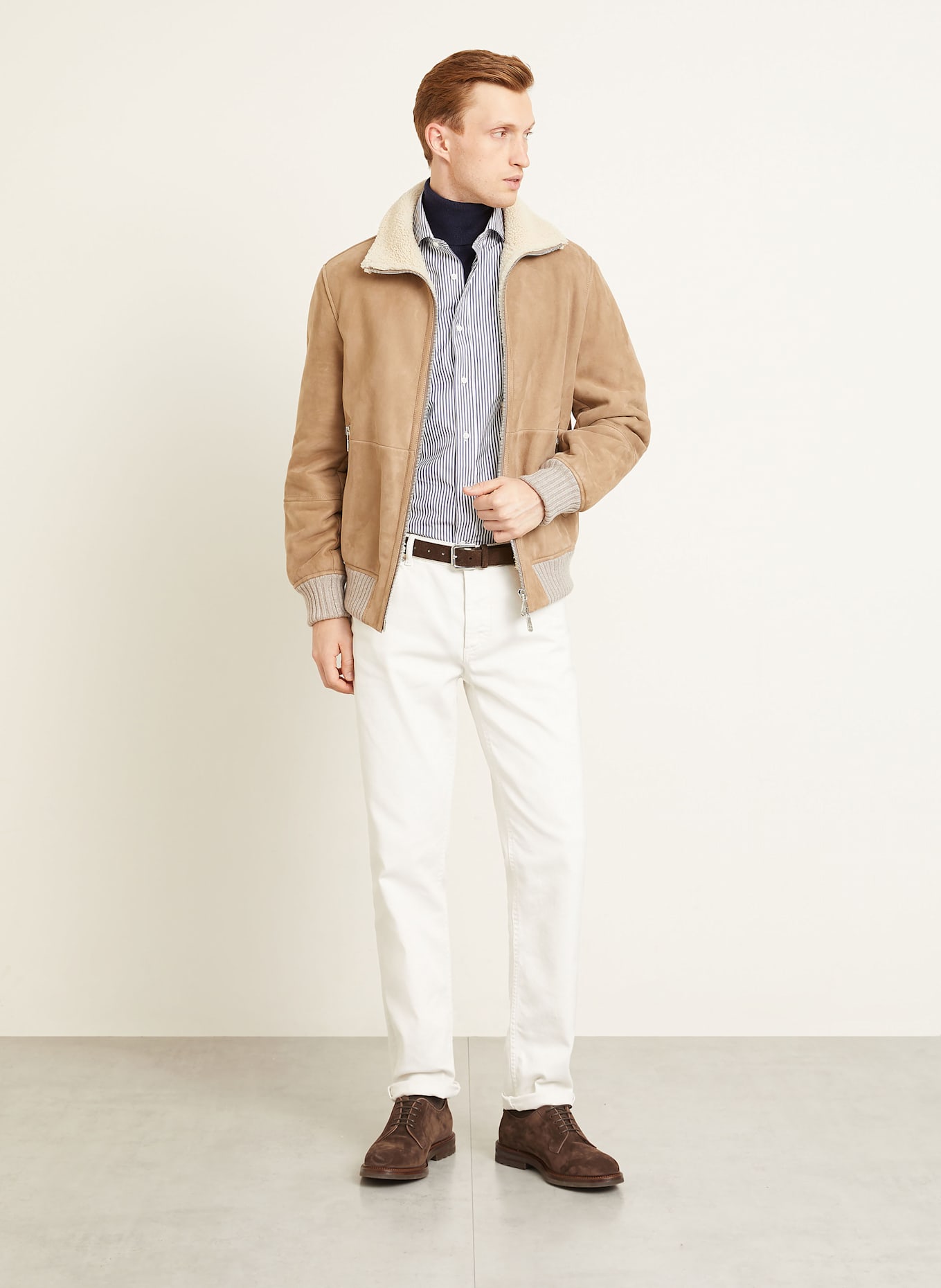 BRUNELLO CUCINELLI Hemd Basic Fit: WEISS / DUNKELBLAU