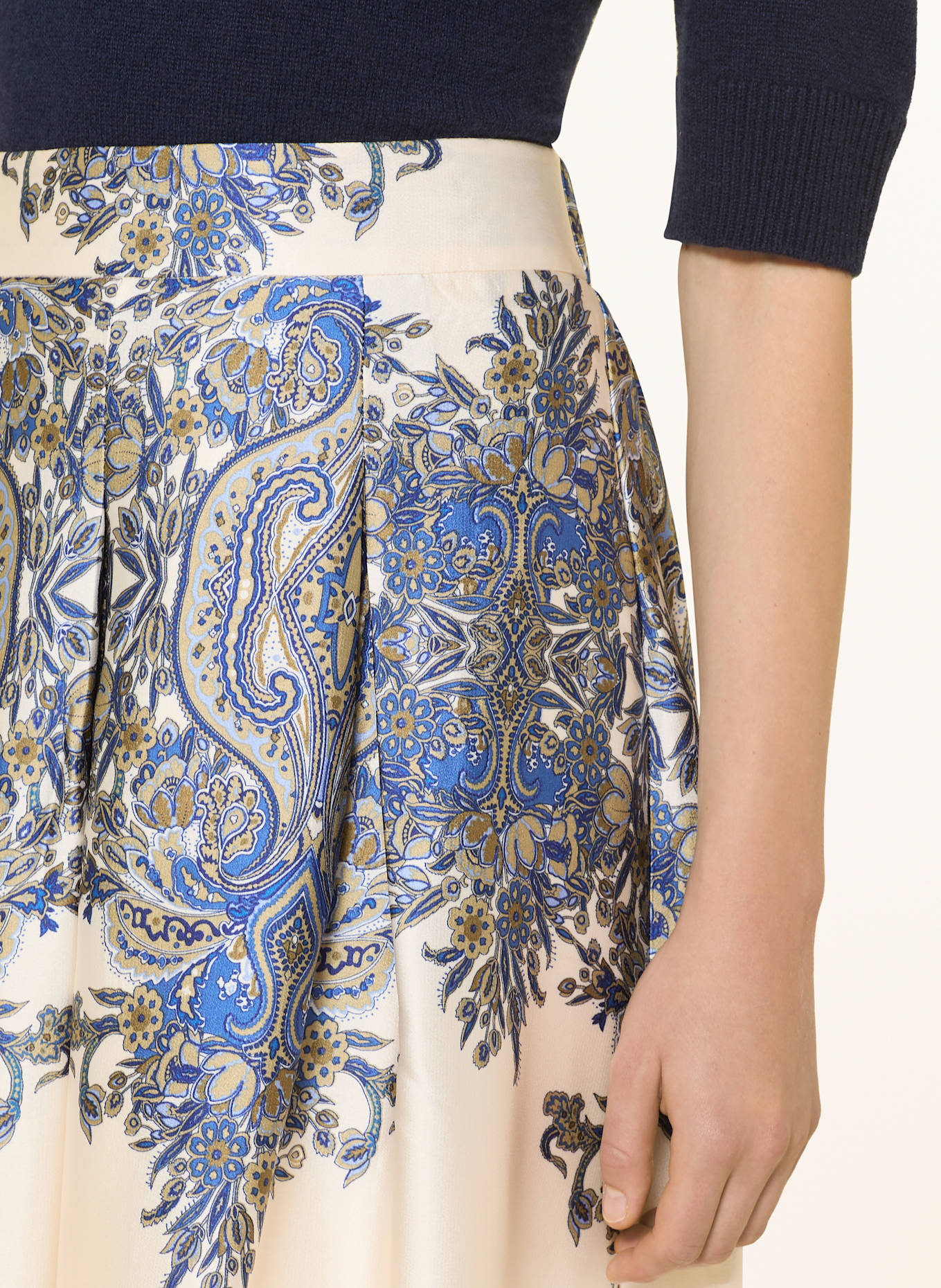 NEO NOIR Spódnica satynowa LENNI: KREMOWY / NIEBIESKI / OLIWKOWY