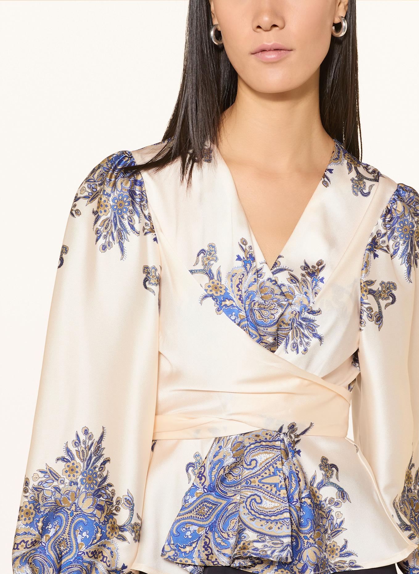 NEO NOIR Satinbluse RISTA: ECRU / BLAU