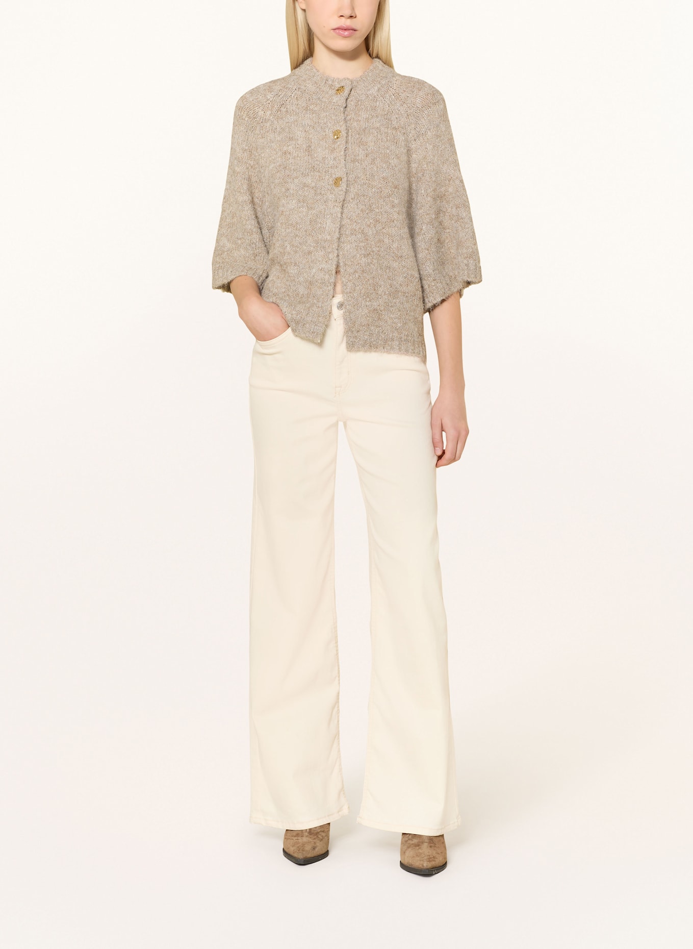 NEO NOIR Strickjacke BENUTA mit 3/4-Arm: BEIGE